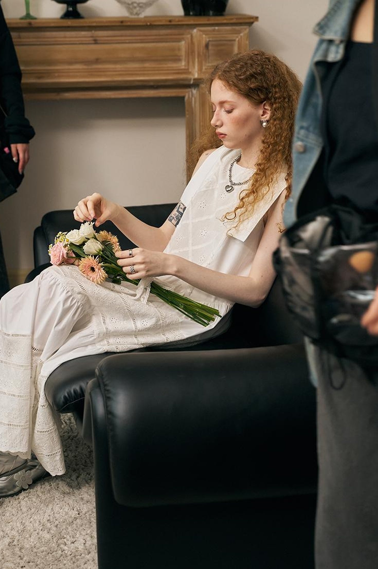 DIDDI MODA Floral Lace French Sleeve Dress