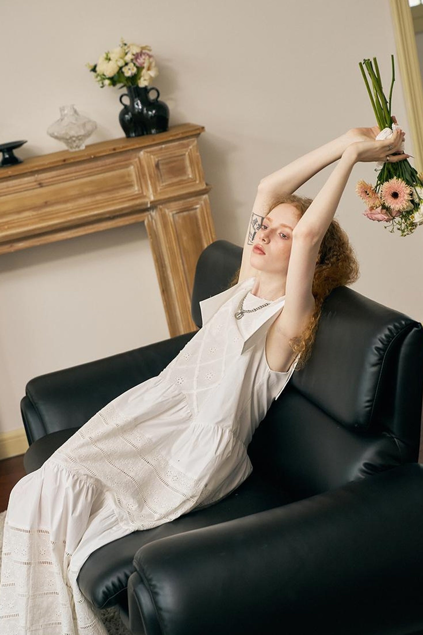 DIDDI MODA Floral Lace French Sleeve Dress