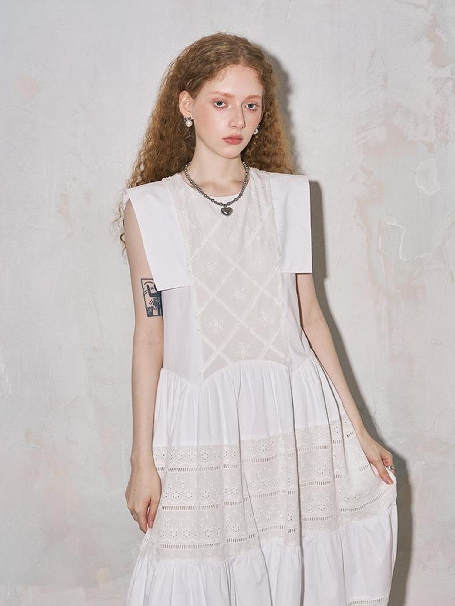 DIDDI MODA Floral Lace French Sleeve Dress