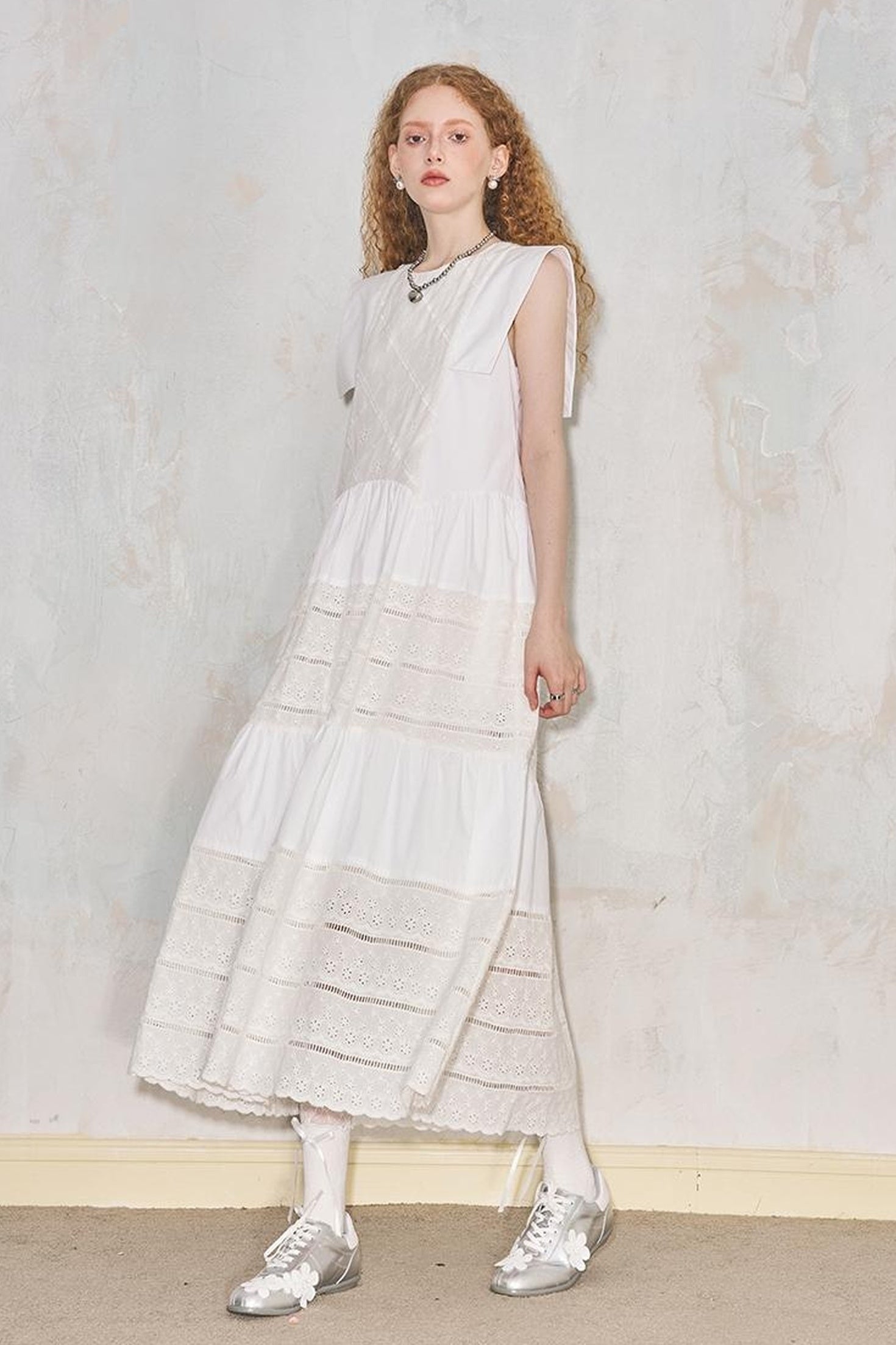 DIDDI MODA Floral Lace French Sleeve Dress