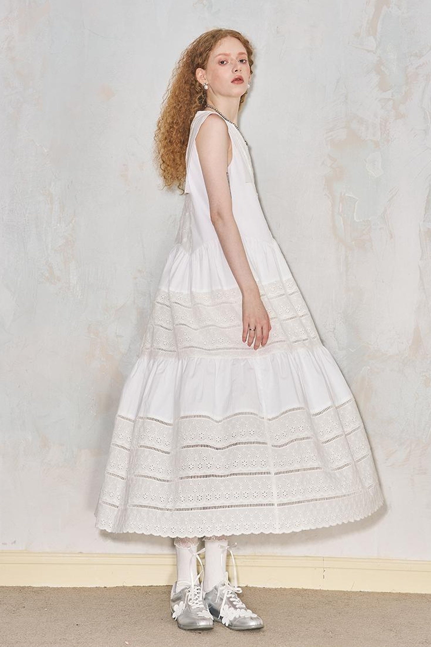 DIDDI MODA Floral Lace French Sleeve Dress