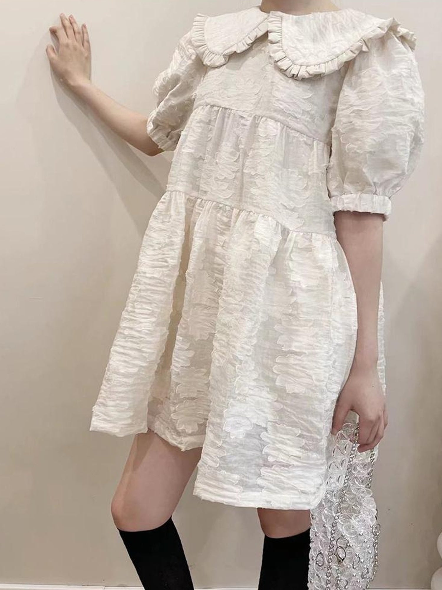 Floral Lace Peter Pan Collar A Line Dress