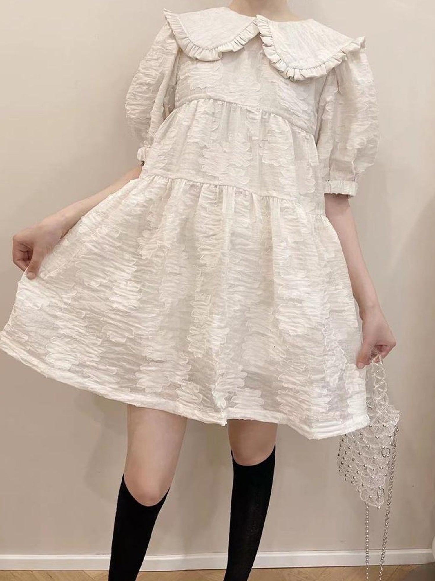 Floral Lace Peter Pan Collar A Line Dress