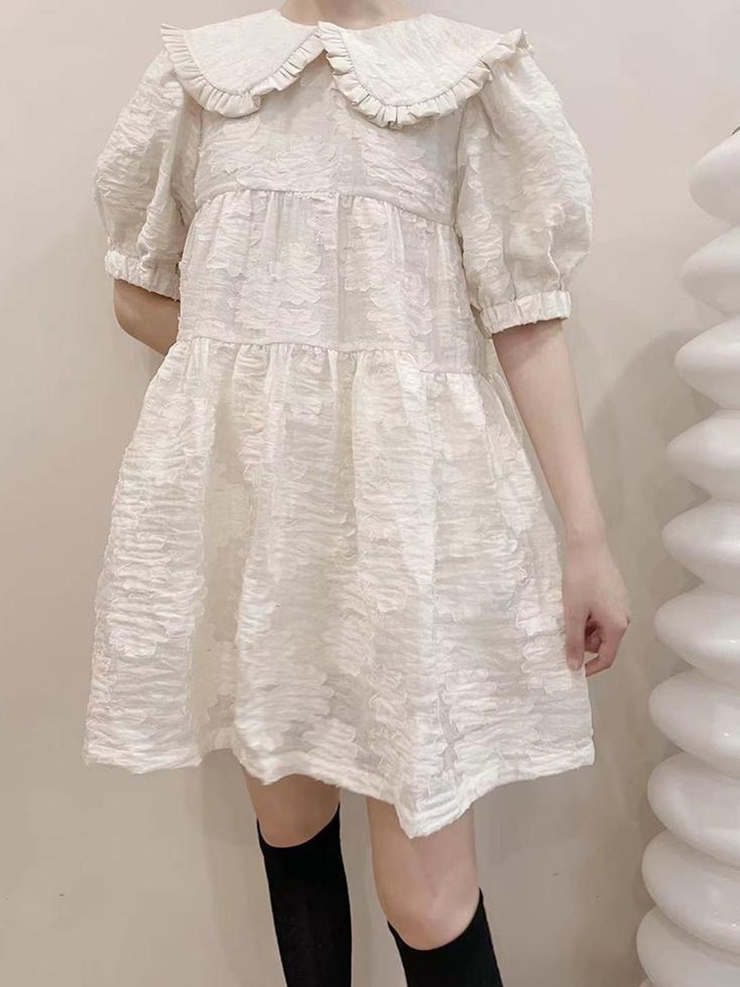 Floral Lace Peter Pan Collar A Line Dress