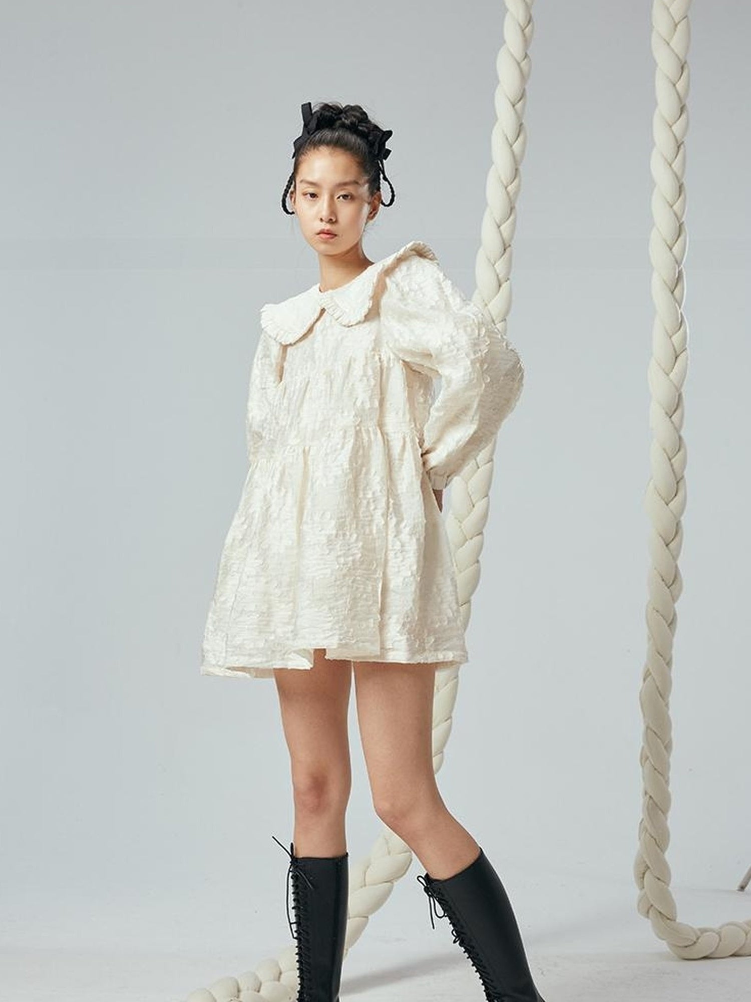 Floral Lace Peter Pan Collar A Line Dress