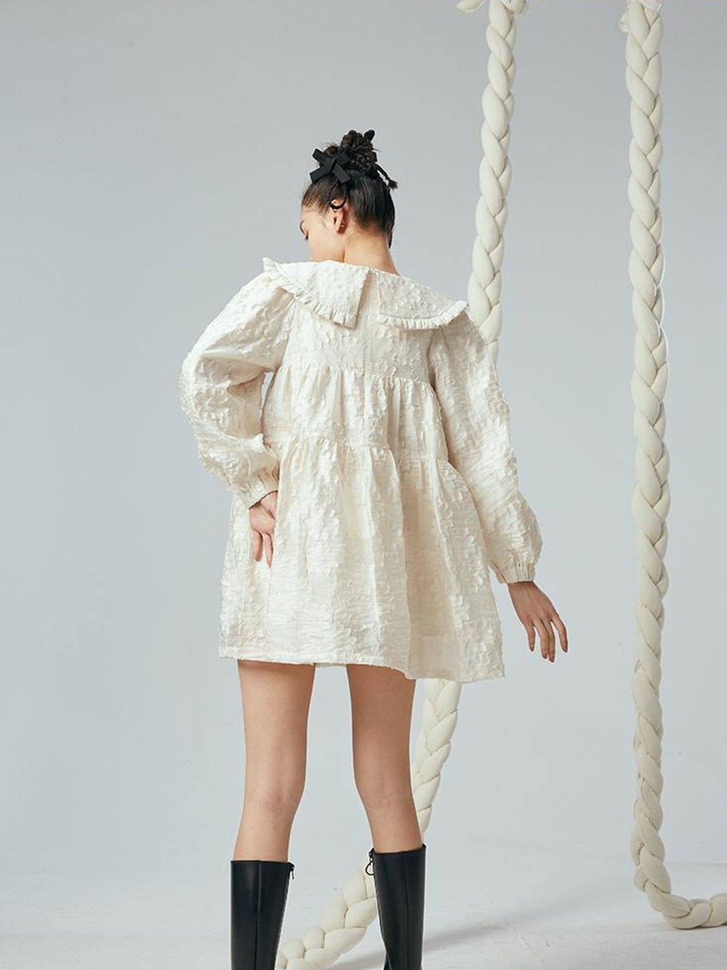 Floral Lace Peter Pan Collar A Line Dress