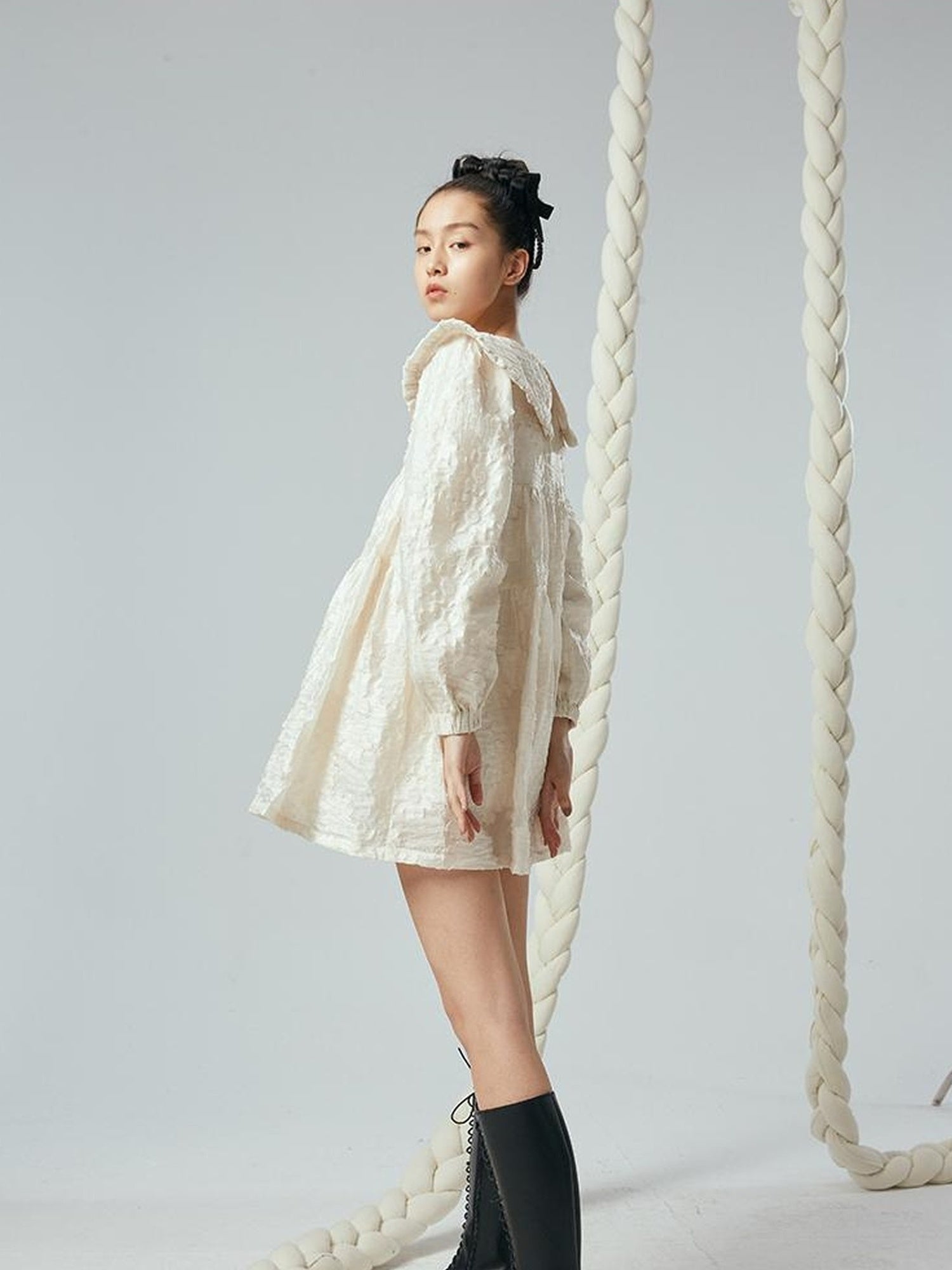 Floral Lace Peter Pan Collar A Line Dress