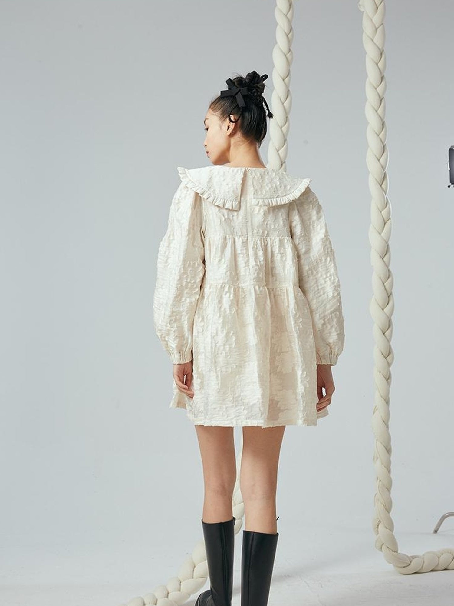 Floral Lace Peter Pan Collar A Line Dress