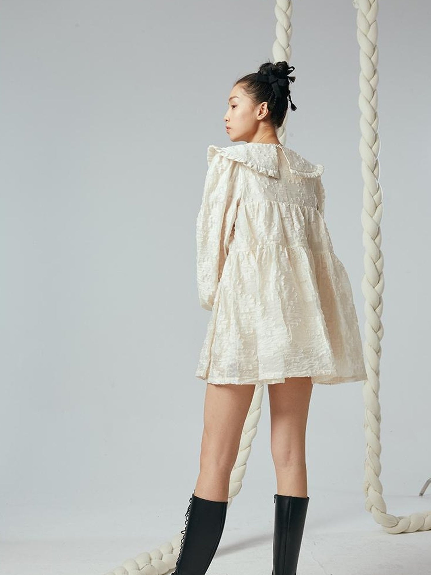 Floral Lace Peter Pan Collar A Line Dress