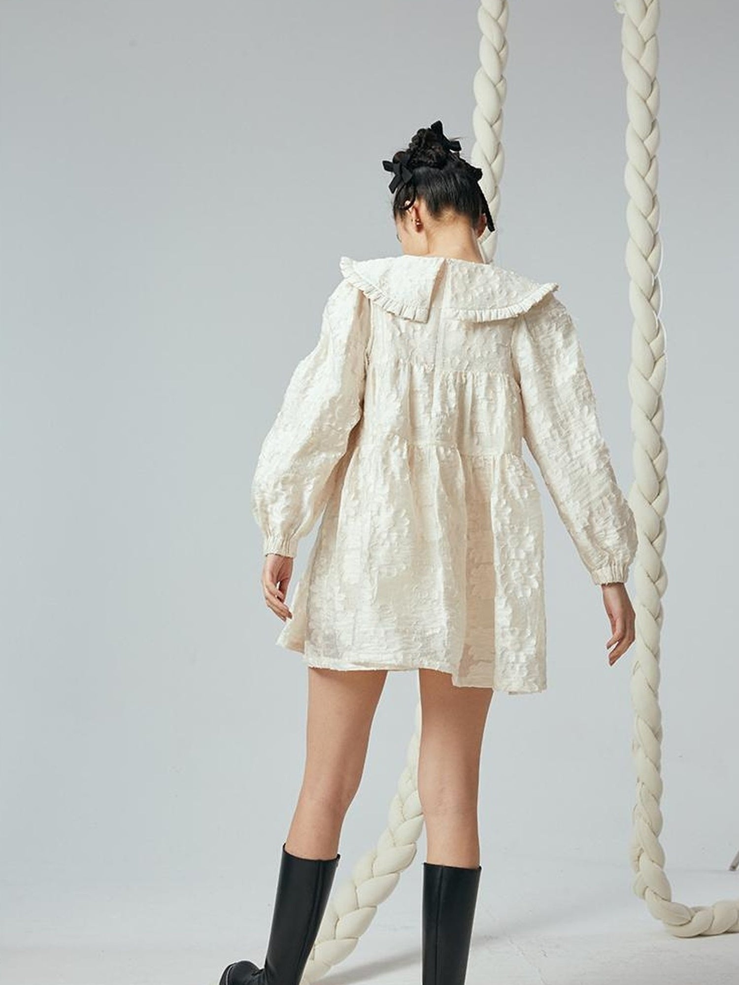 Floral Lace Peter Pan Collar A Line Dress