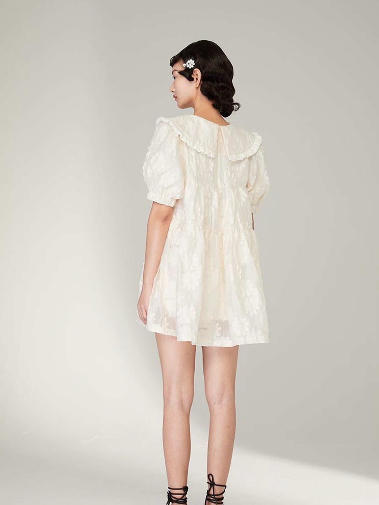 Floral Lace Peter Pan Collar A Line Dress