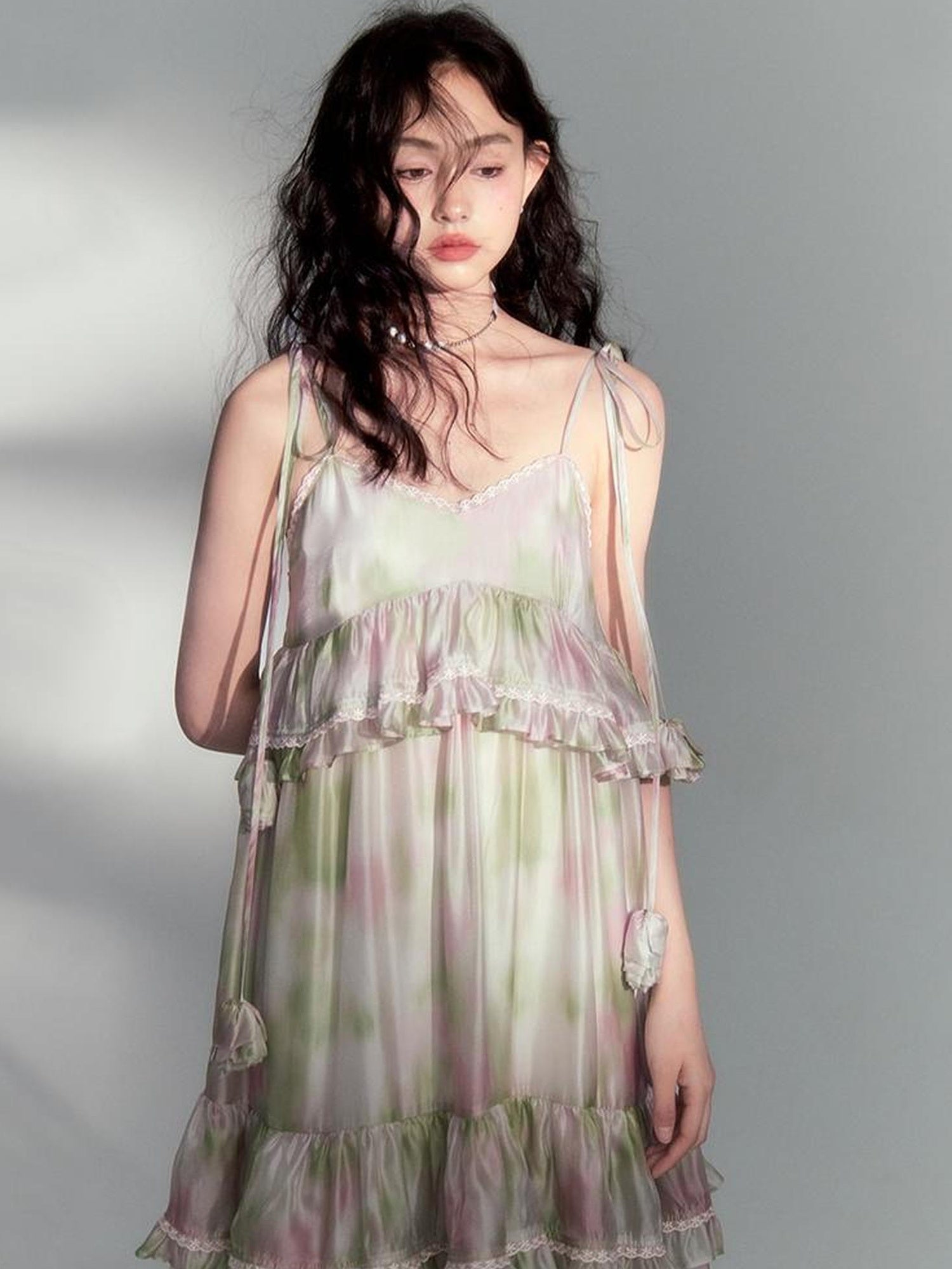 DIDDI MODA Floral Lace Tiered Bell Dress For Vacation