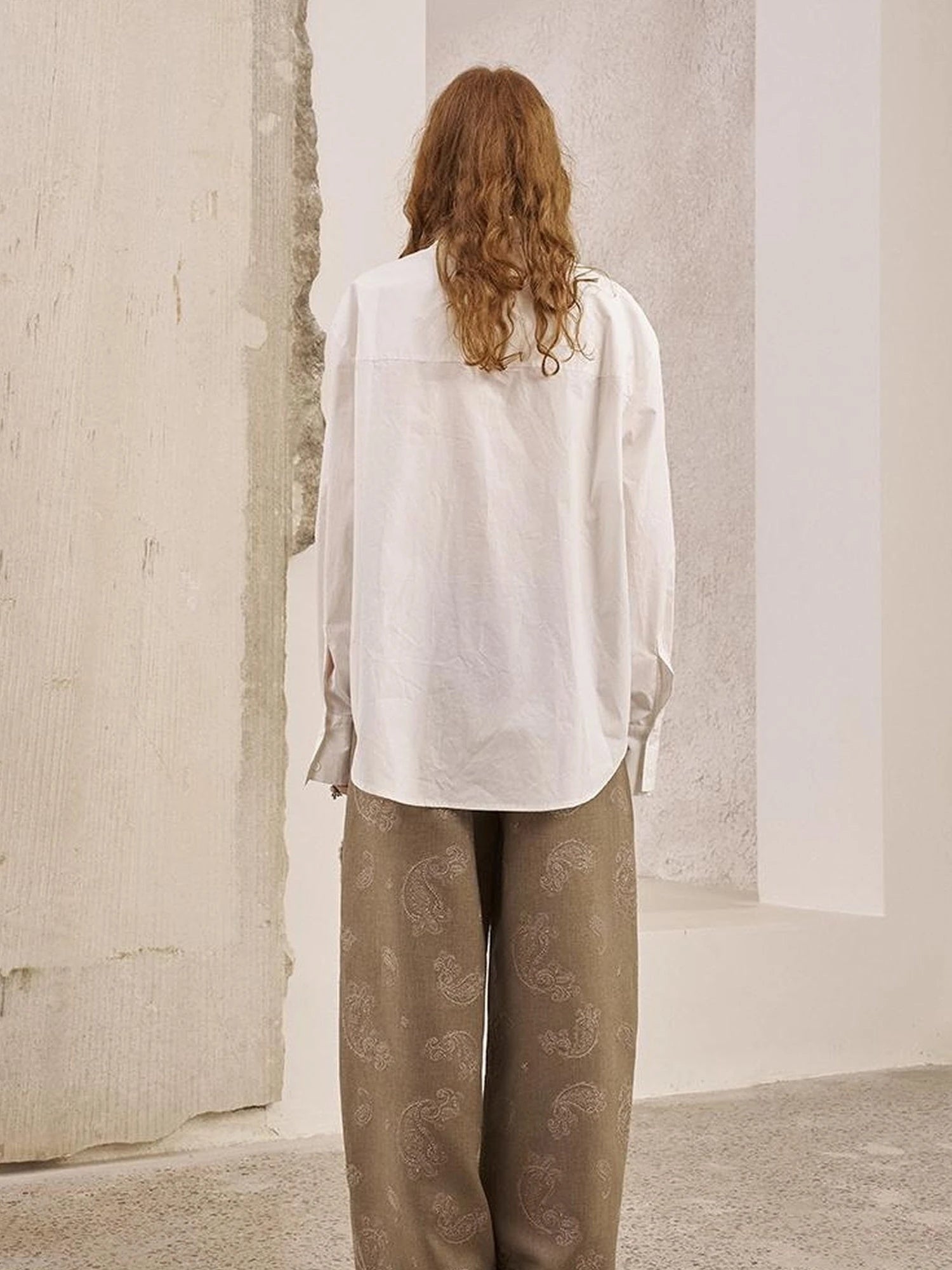 Floral Lace Trim White Blouse