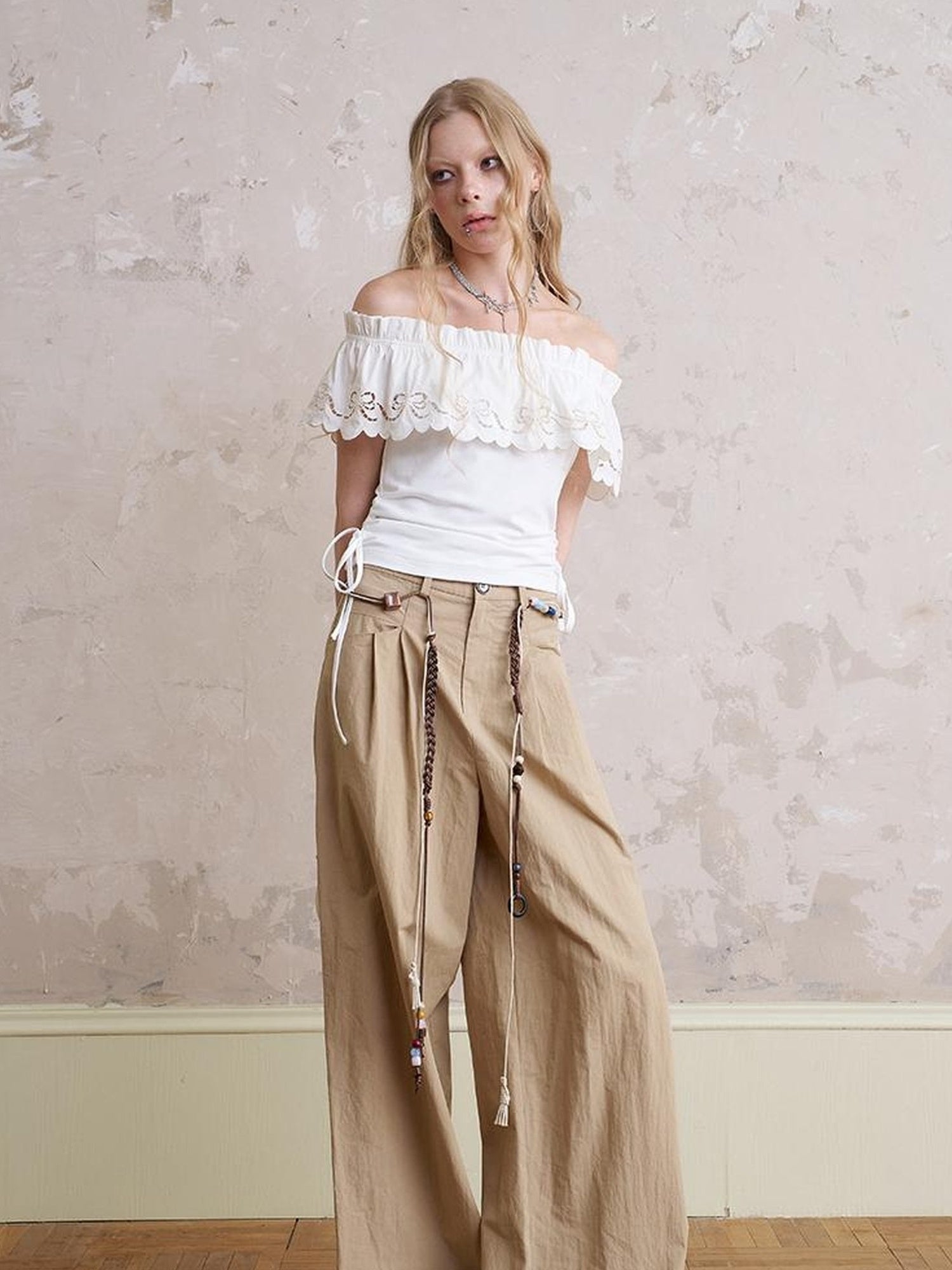 DIDDI MODA Floral Mist Knit Set Sheer Top Tee Shorts