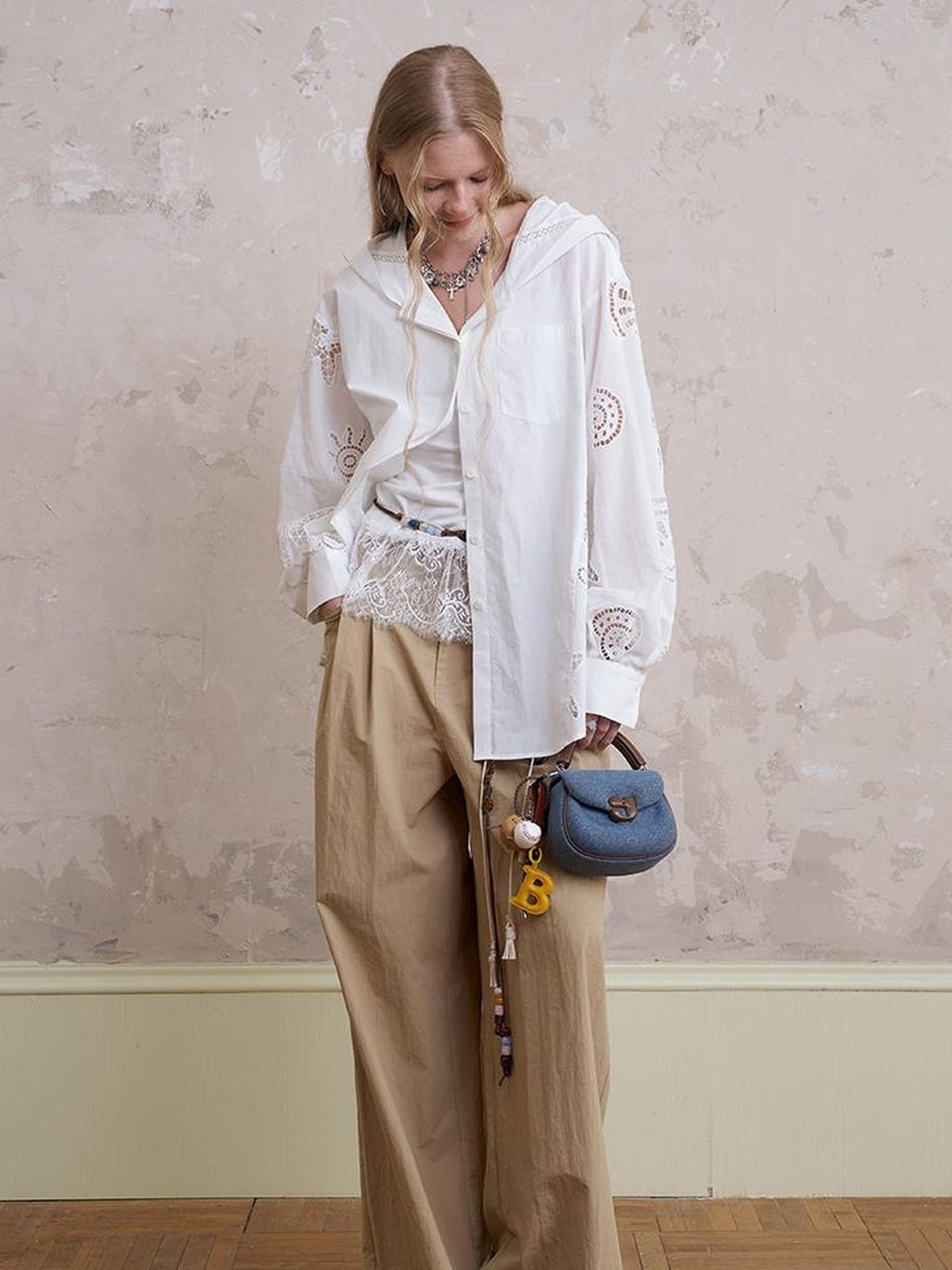 DIDDI MODA Floral Mist Knit Set Sheer Top Tee Shorts