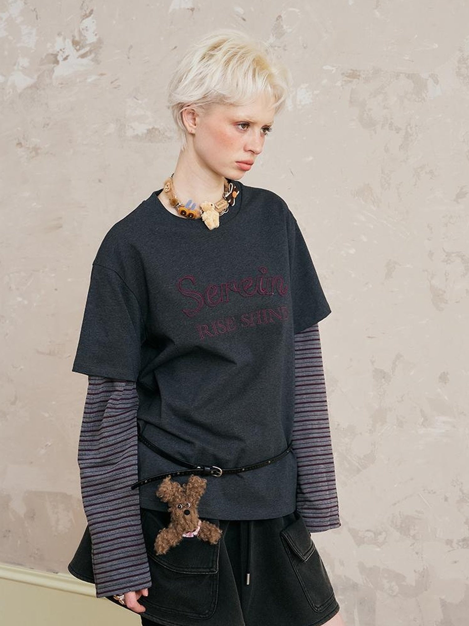 DIDDI MODA Floral Off Shoulder Sweatshirt Letter Tee Joggers Set