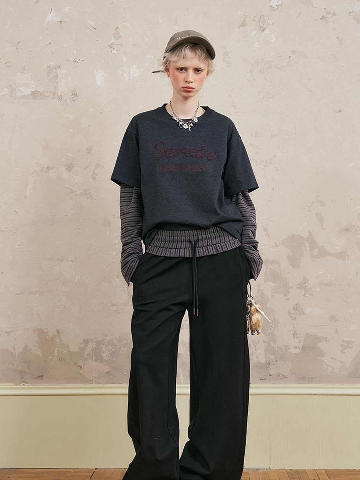 DIDDI MODA Floral Off Shoulder Sweatshirt Letter Tee Joggers Set