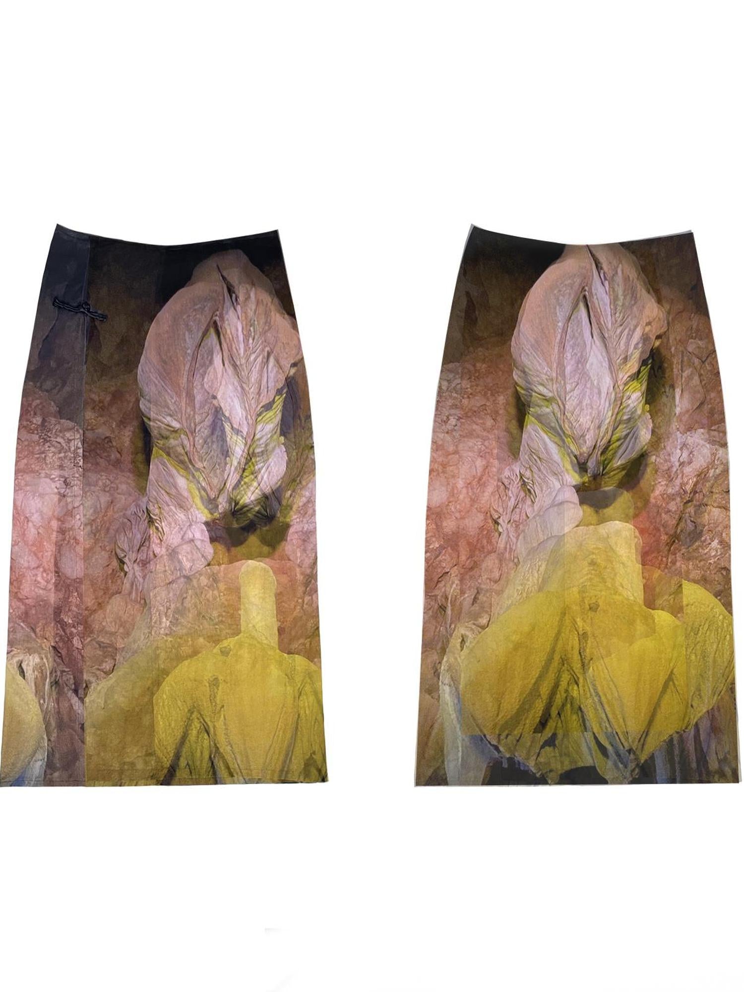 Ttsunami Floral Print Double Layer Side Slit Mesh Skirt
