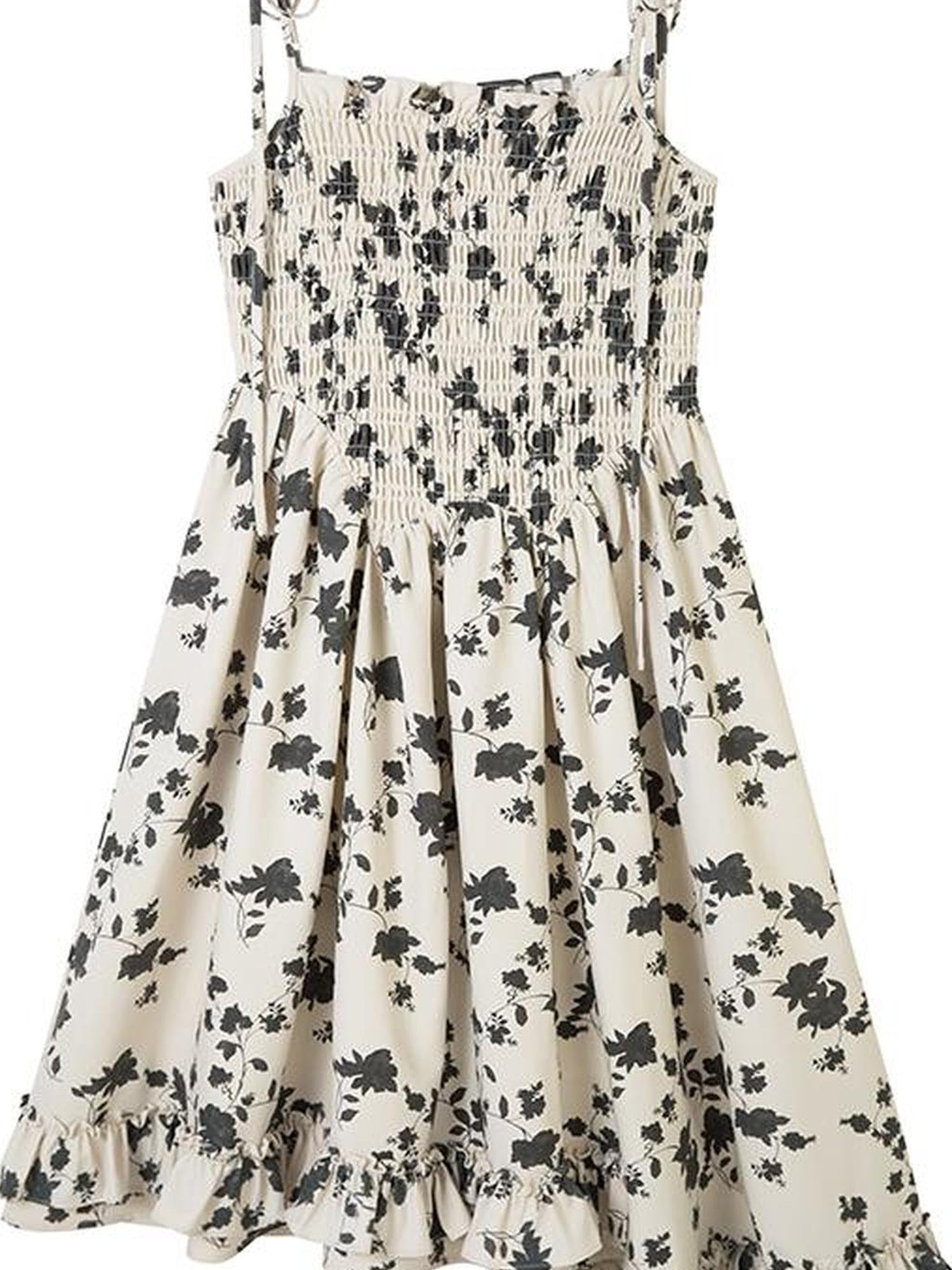 DIDDI MODA Floral Ruffled Smock Dress With Adjustable Straps