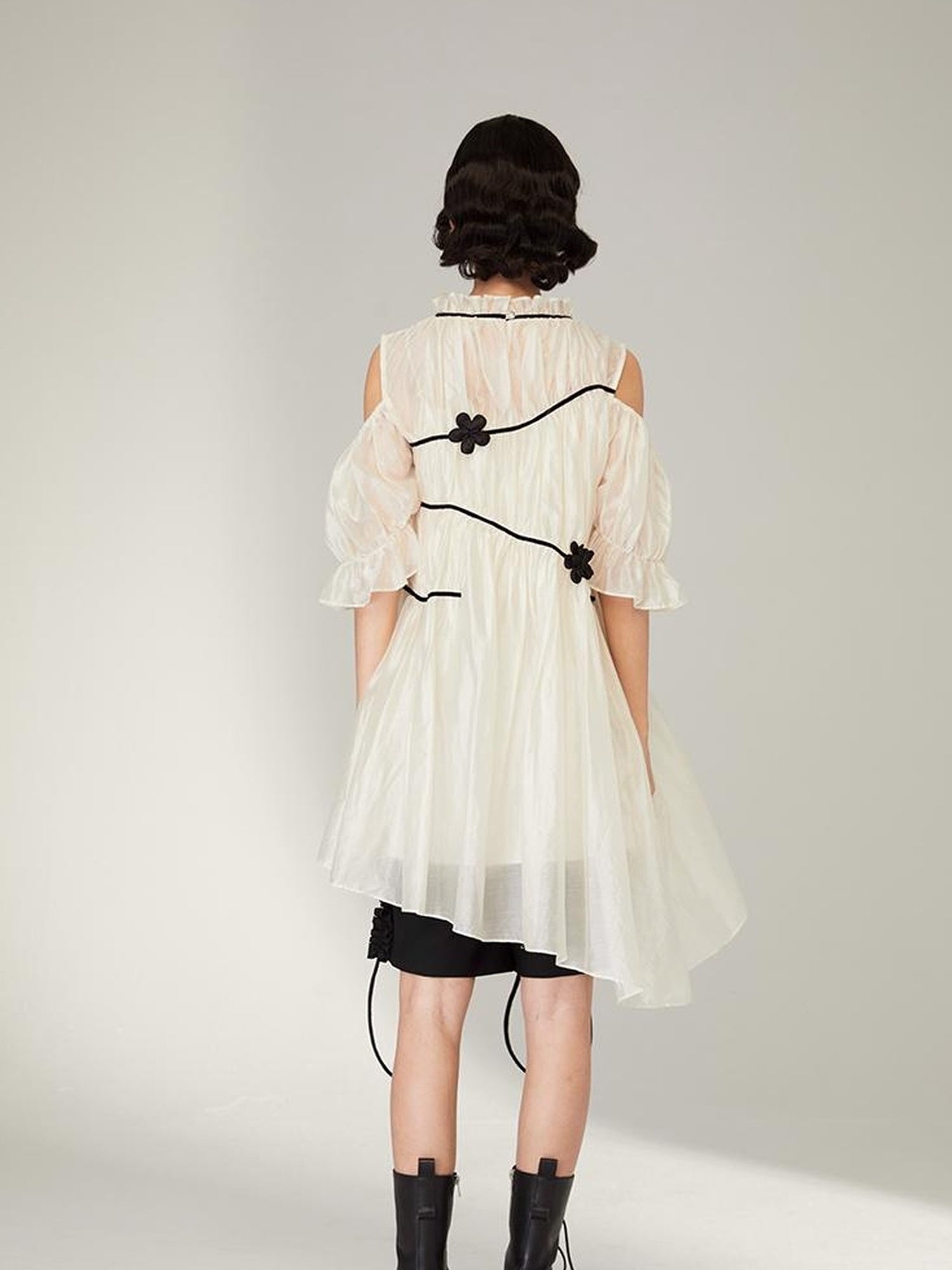 DIDDI MODA Floral Shoulder Bubble Dress