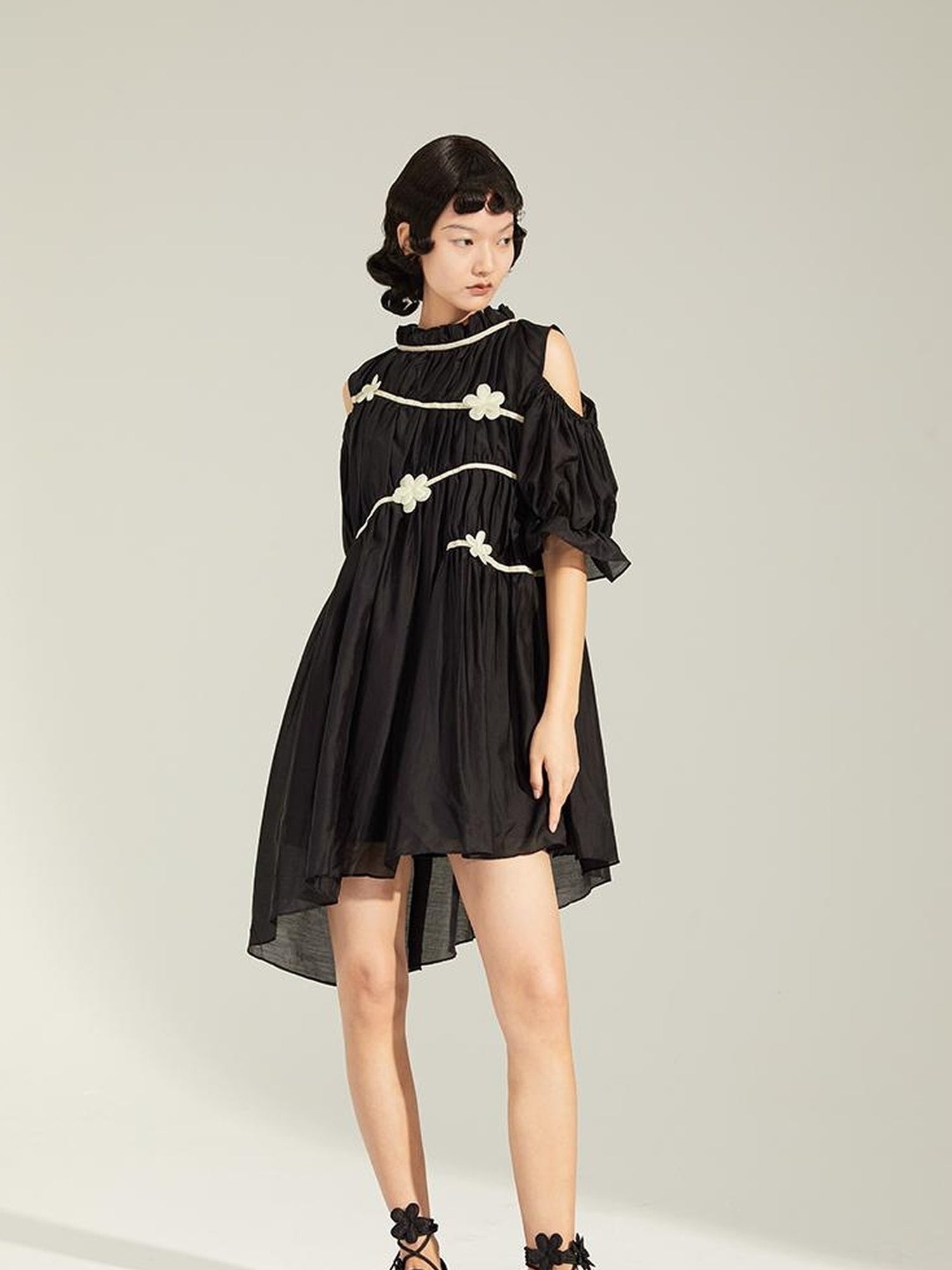 DIDDI MODA Floral Shoulder Bubble Dress