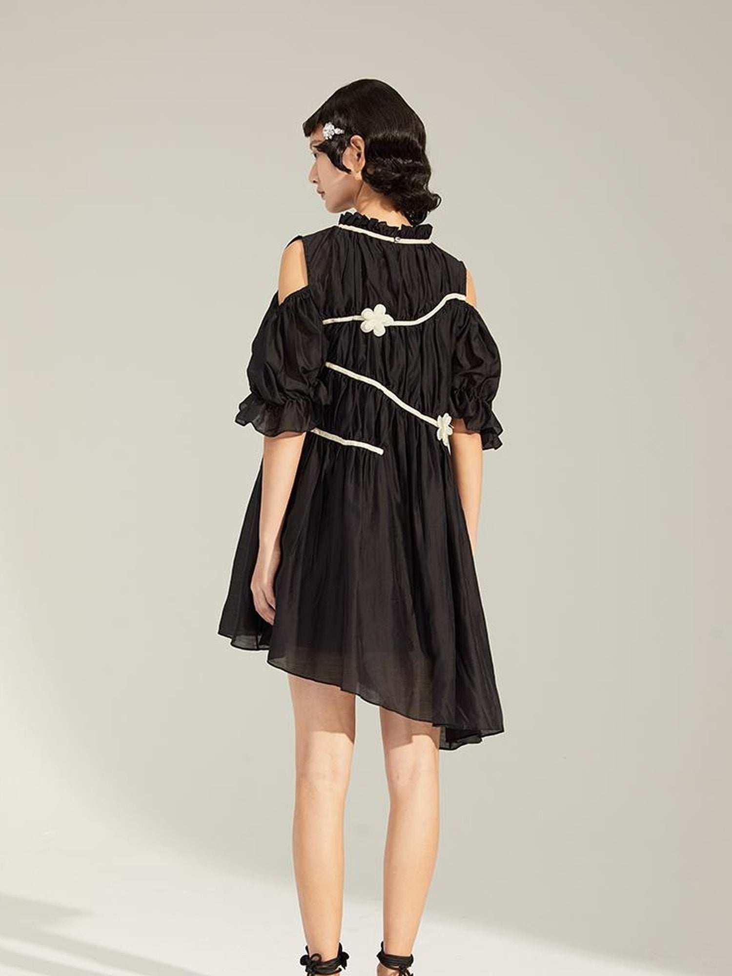 DIDDI MODA Floral Shoulder Bubble Dress