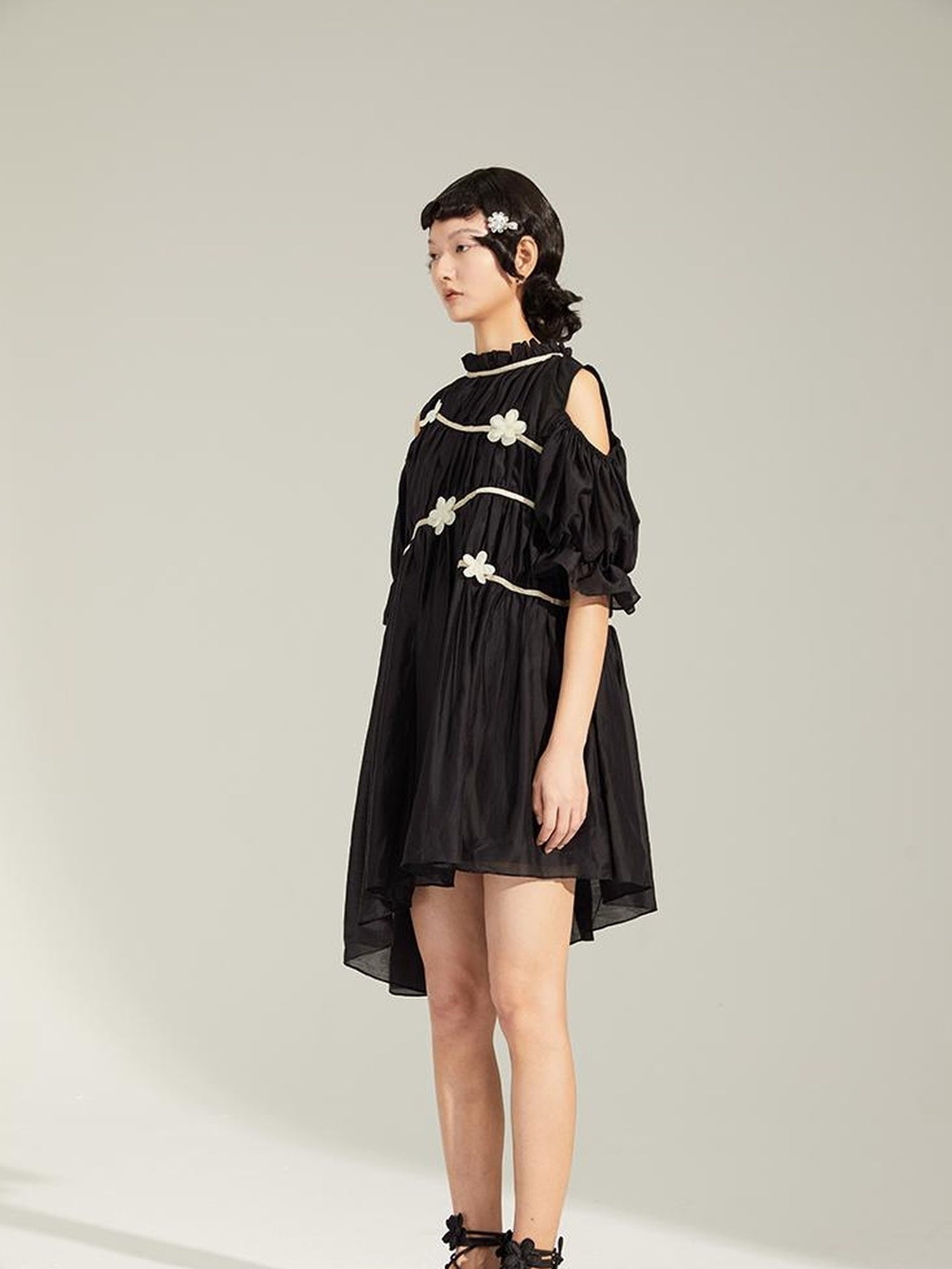 DIDDI MODA Floral Shoulder Bubble Dress