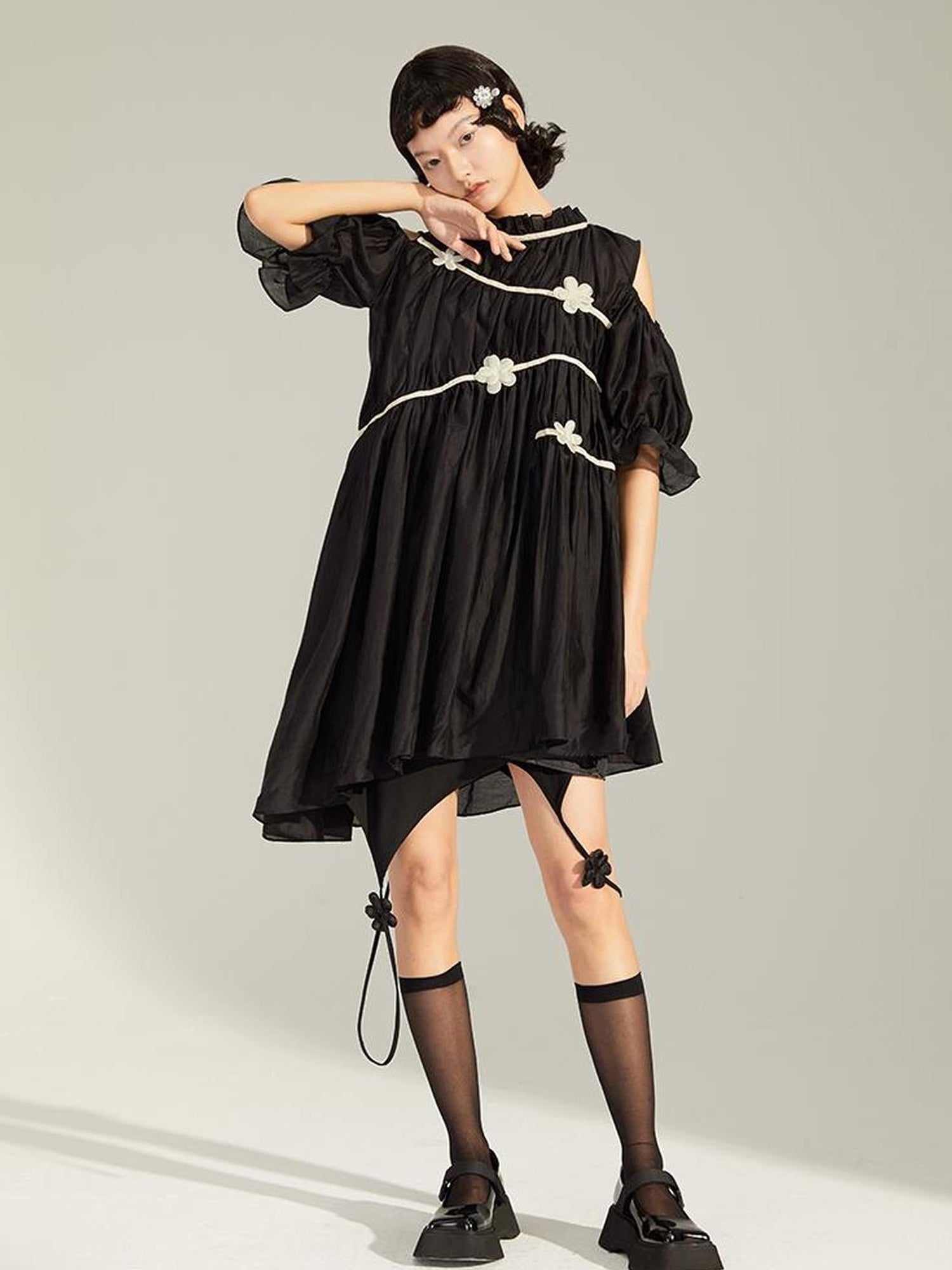 DIDDI MODA Floral Shoulder Bubble Dress