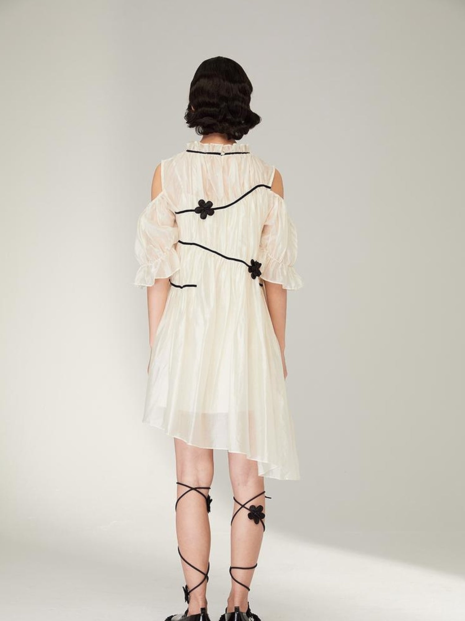 DIDDI MODA Floral Shoulder Bubble Dress