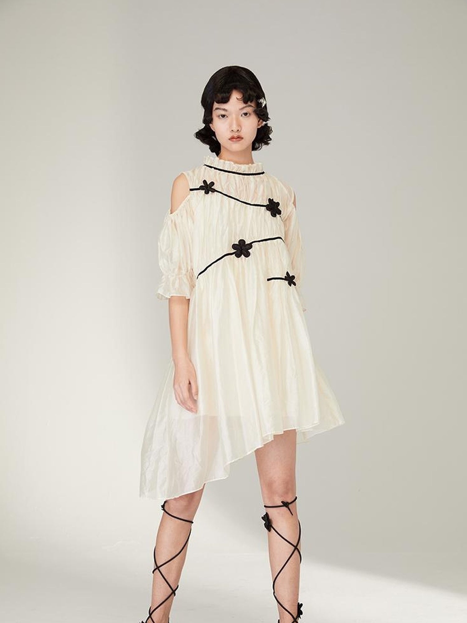 DIDDI MODA Floral Shoulder Bubble Dress