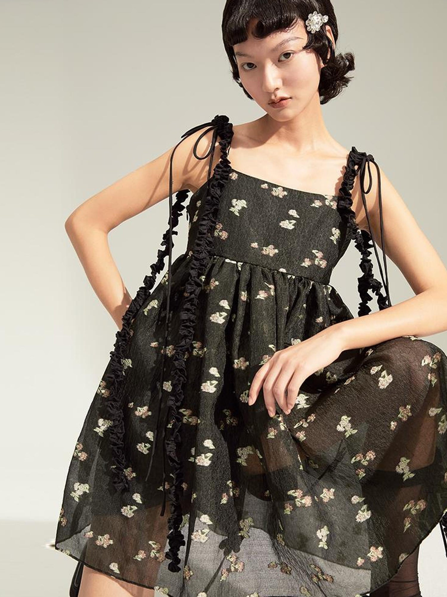 DIDDI MODA Floral Strap Sweetheart Sundress