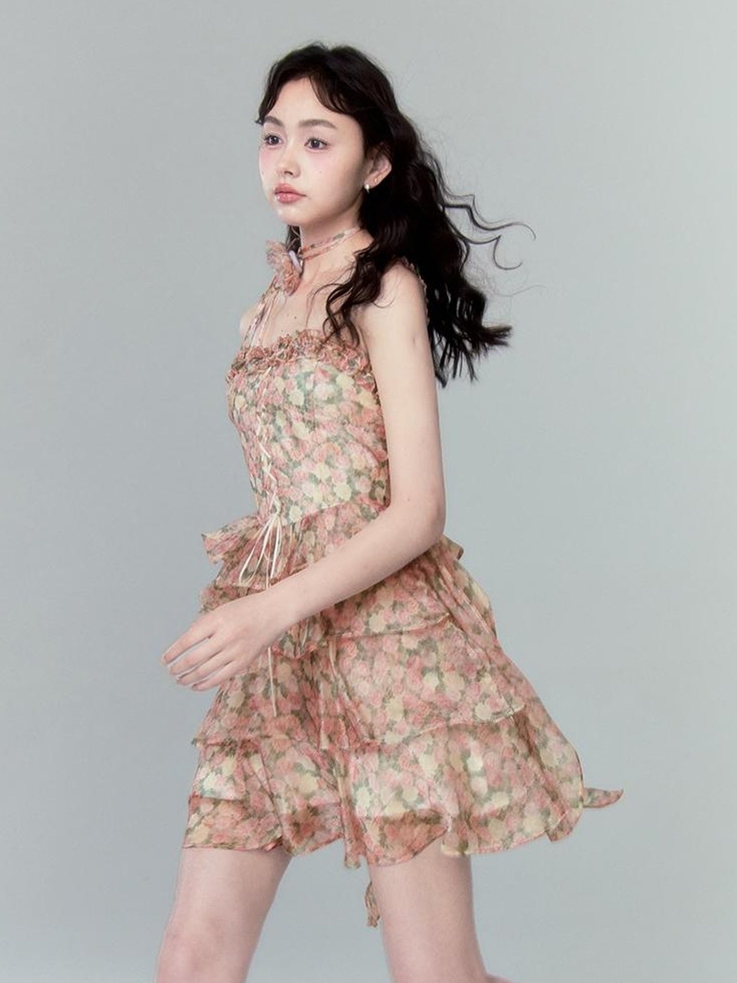 DIDDI MODA Floral Strapless Sundress With Detachable Bloom Choker