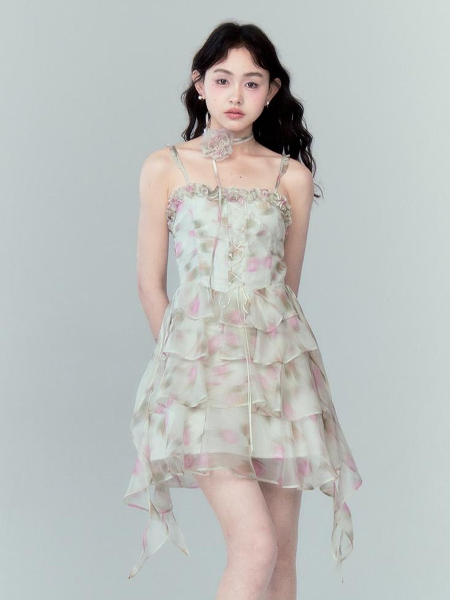 DIDDI MODA Floral Strapless Sundress With Detachable Bloom Choker