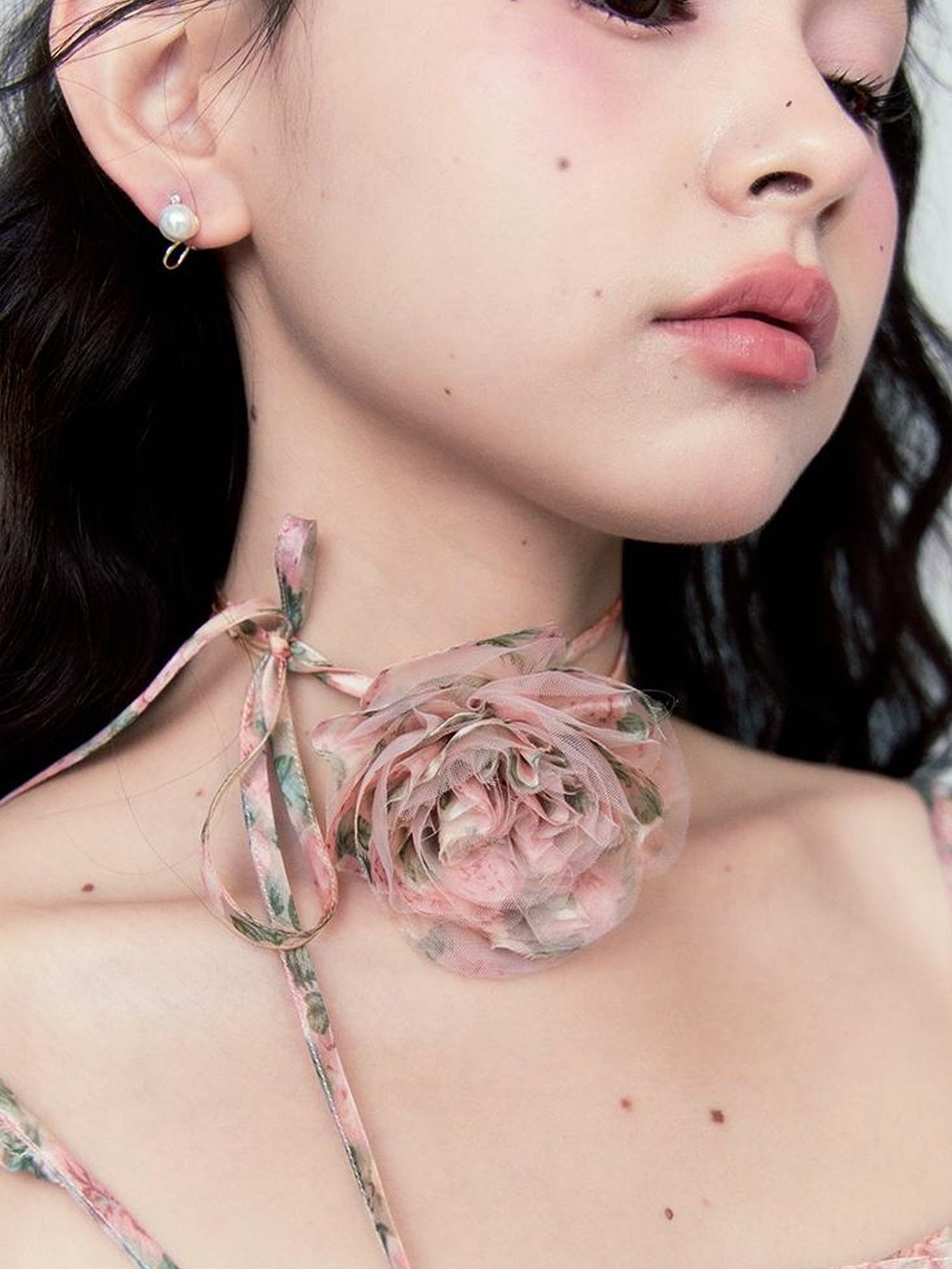 DIDDI MODA Floral Strapless Sundress With Detachable Bloom Choker