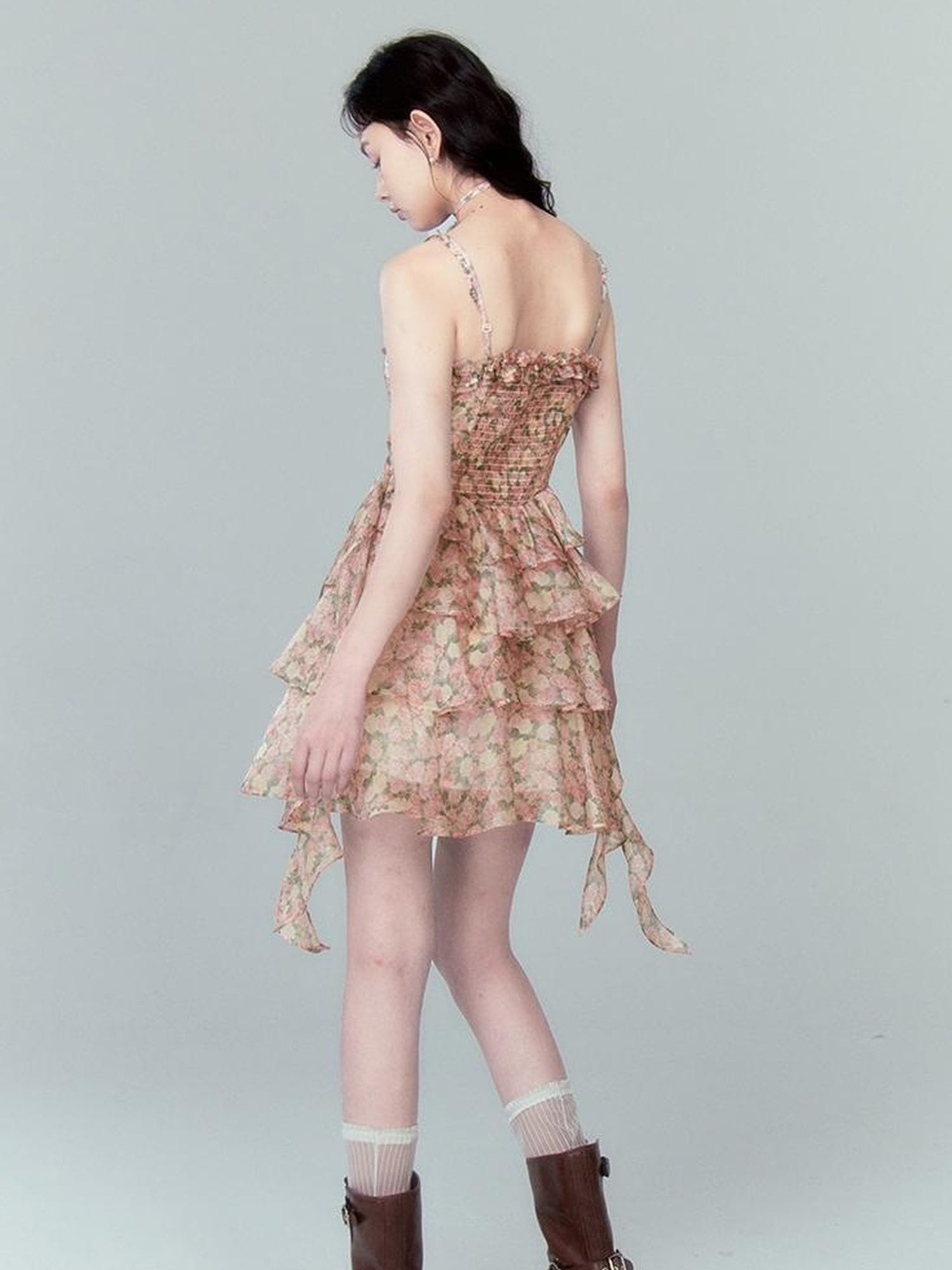 DIDDI MODA Floral Strapless Sundress With Detachable Bloom Choker