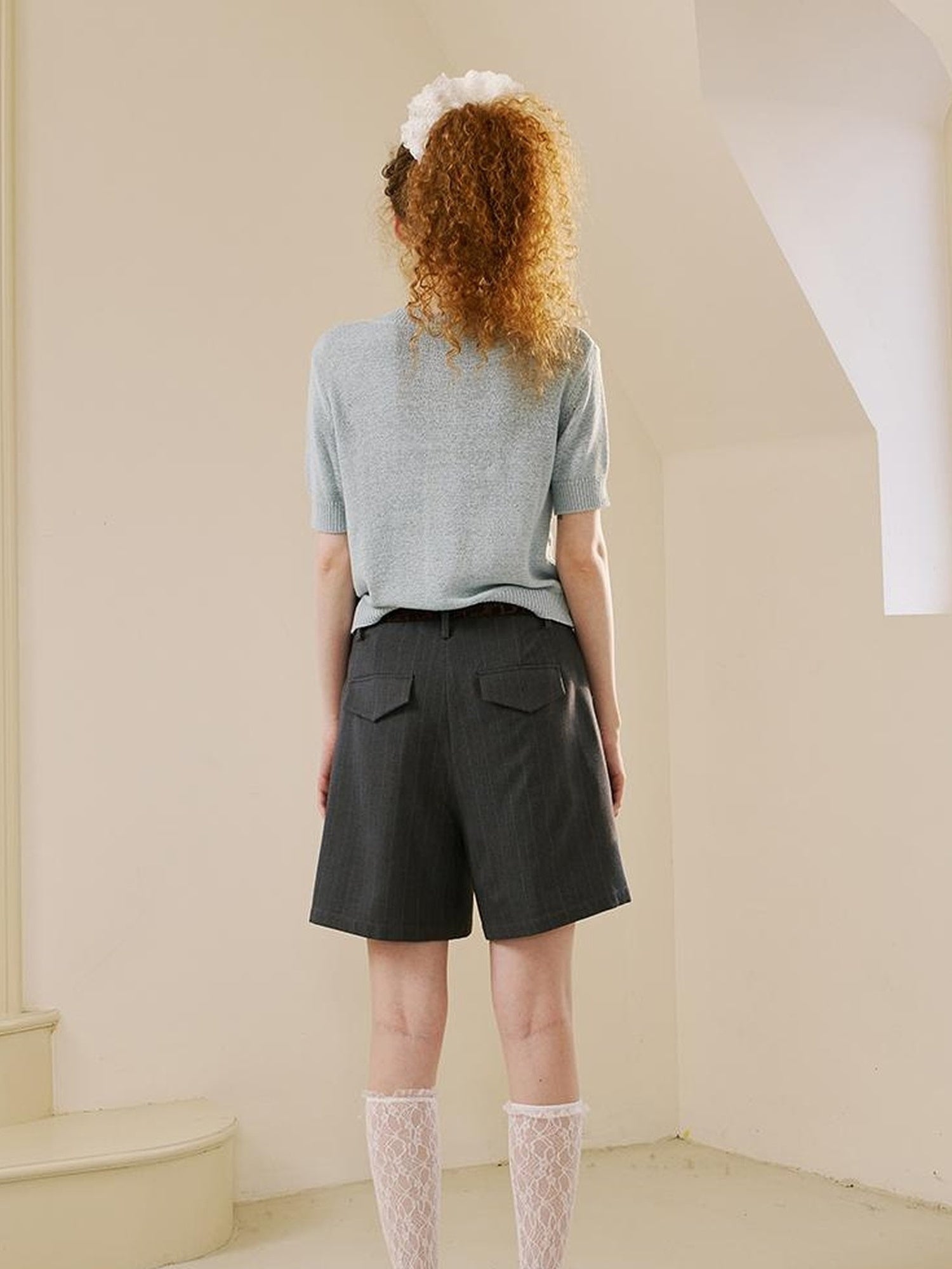 DIDDI MODA Floral Tulip Embroidered Wave Edge Knit Cardigan