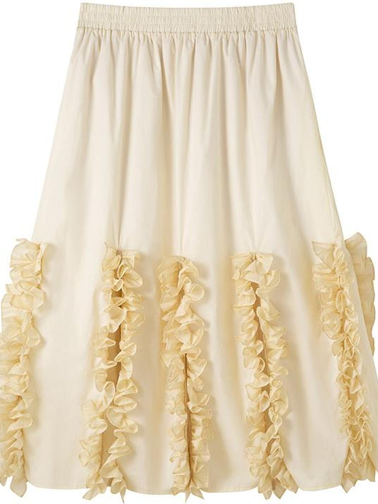 DIDDI MODA Flounced Split Hem Midi Skirt With Elastic Waist