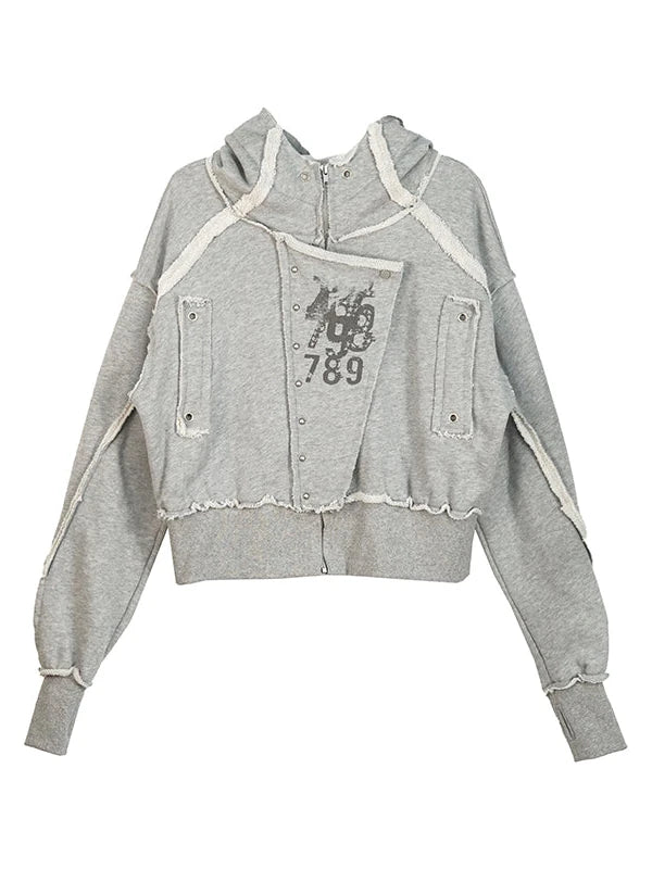 Distressed Digital Print Hooded Sweatshirt