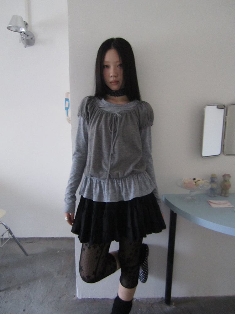 ang project Vintage Lace Up Layered Two Piece Set