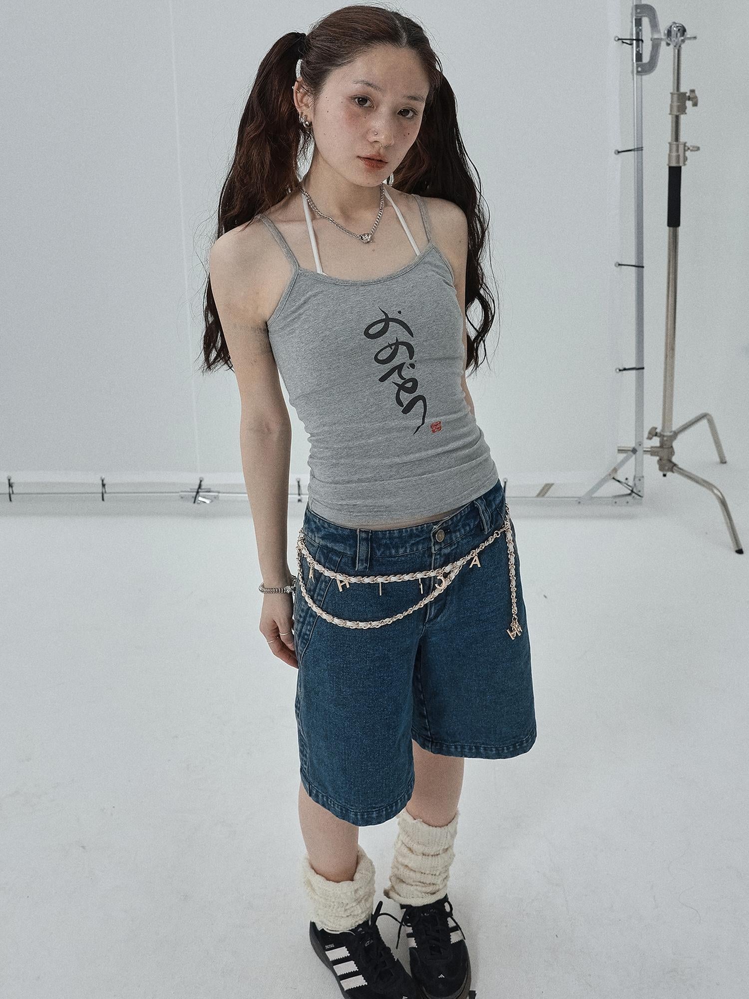 Achihara Summer Slim Fit Tee With Calligraphy Blessing