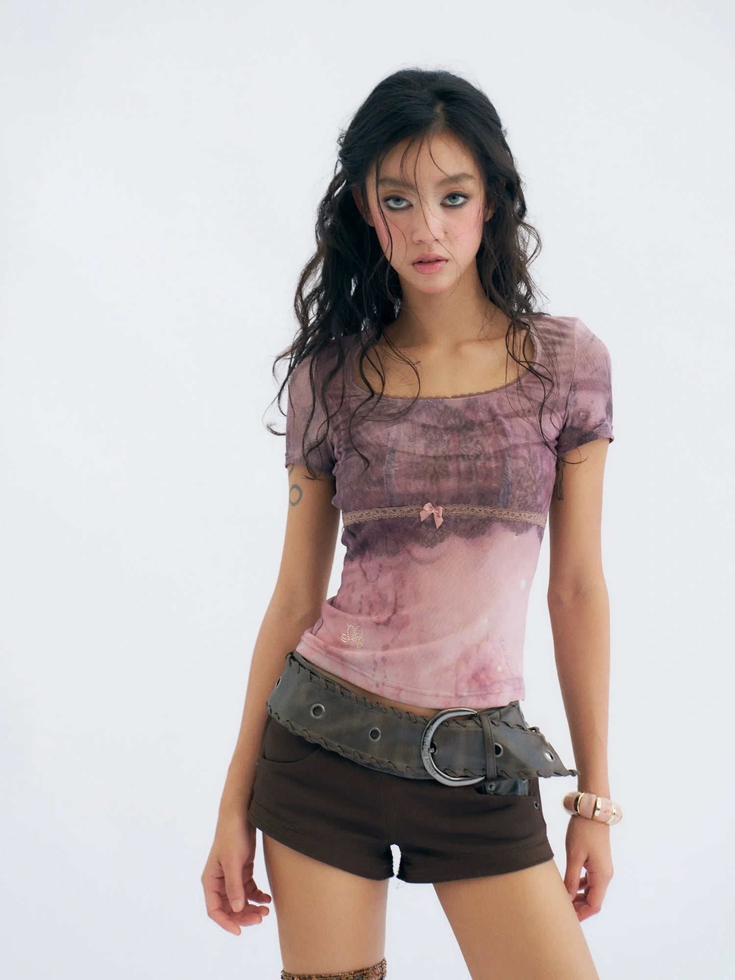 Flowers birds Market 100 Percent Cotton Denim A Line Tie Waist Mid Waist Women Denim Midi Skirt