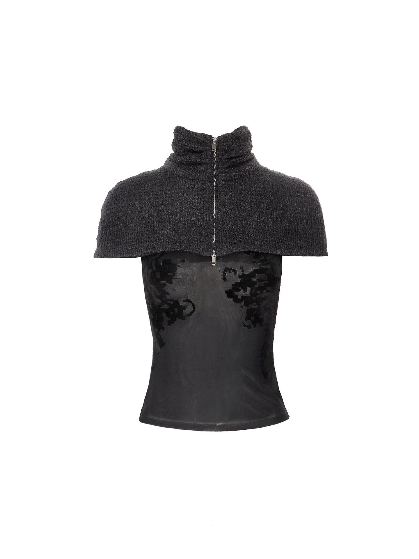 Flowers birds Market Breathable Sheer Mesh Cropped Straight Fit Draped Neck Women Tank Tops