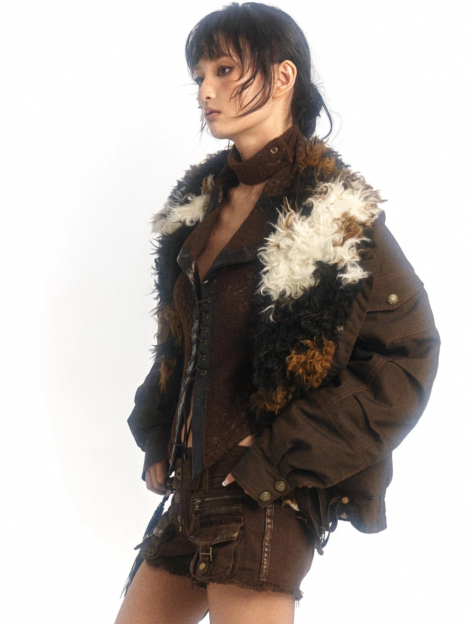 Cow Lamb Shearling Oversized Collar Parka Unisex