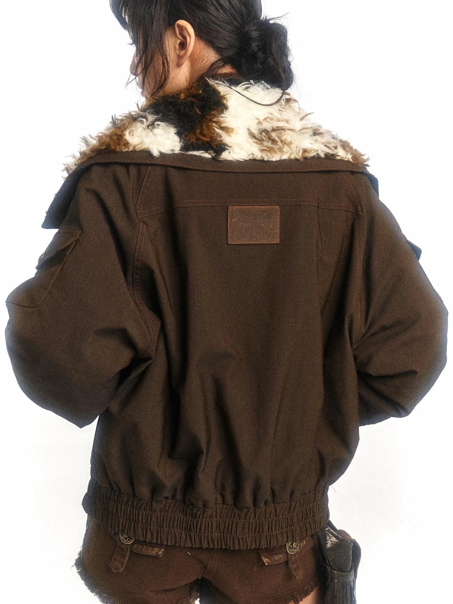 Cow Lamb Shearling Oversized Collar Parka Unisex