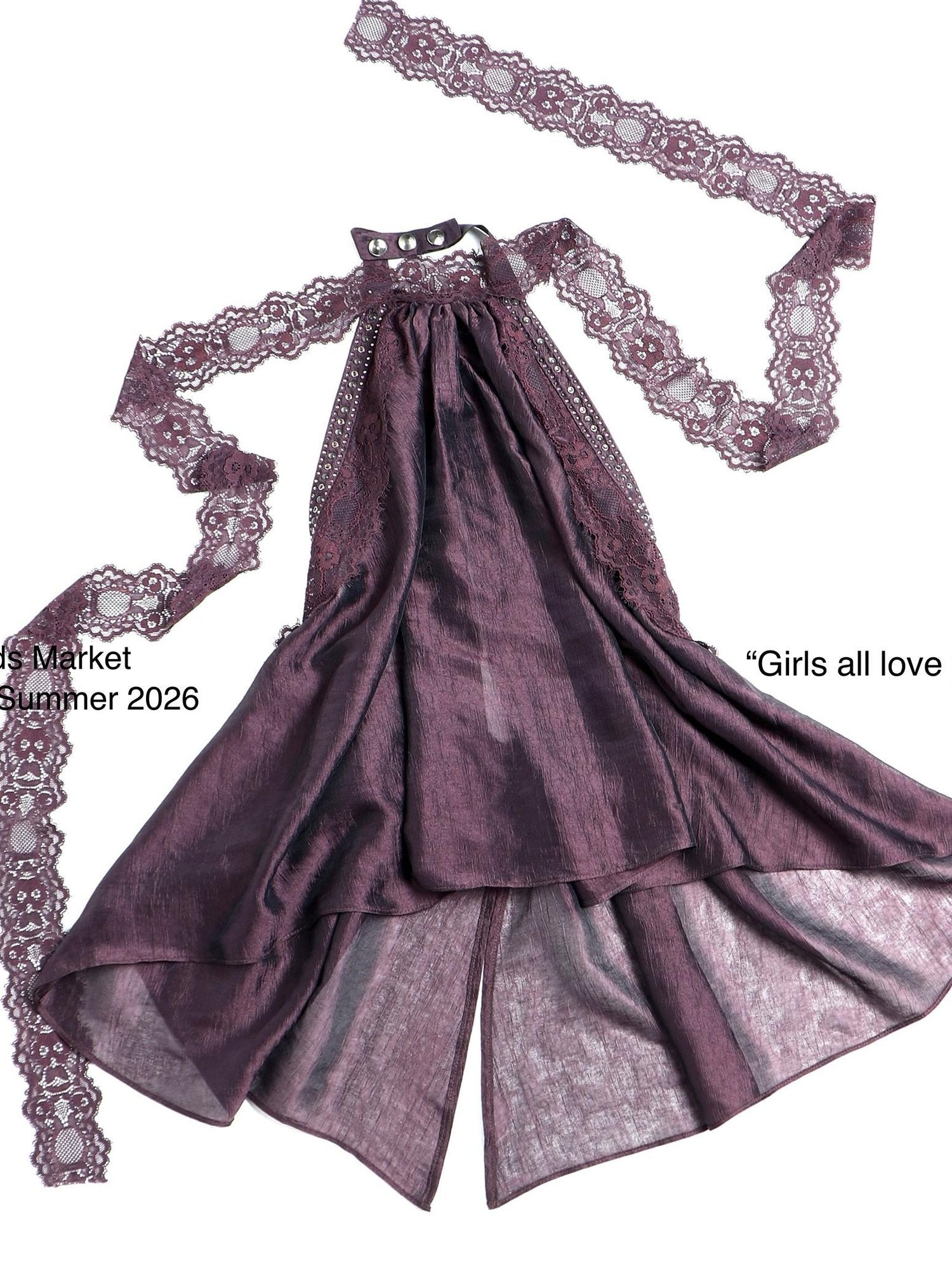 Flowers_birds_Market Delicate Lace Mauve Halter Loose Fit Button Front Women Casual Tank Tops