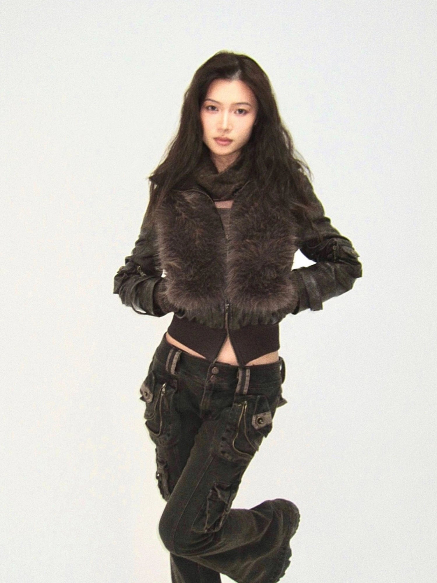 Detachable Eco Fur Windproof Short Jacket