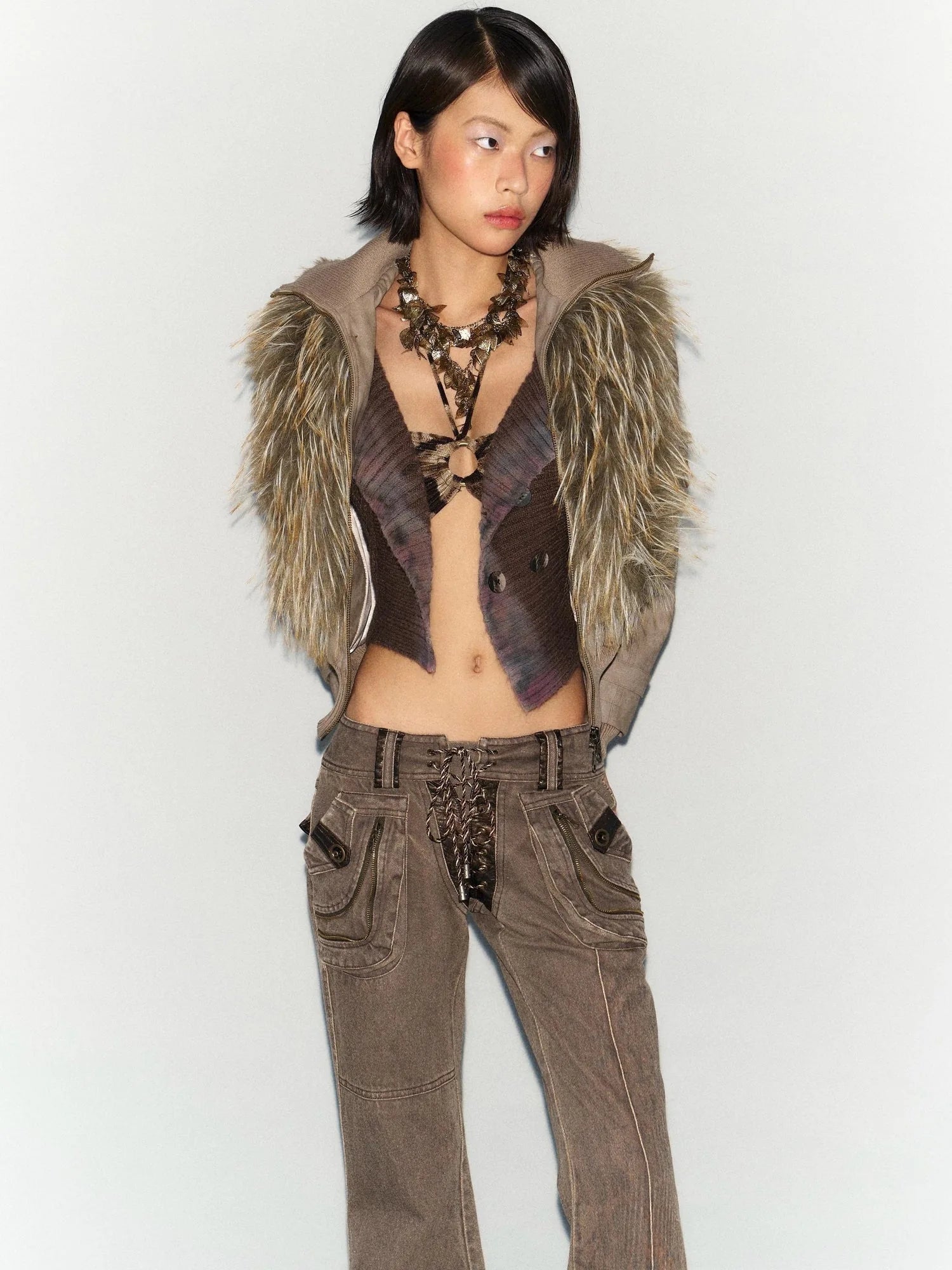 Detachable Faux Fur Windproof Leather Jacket