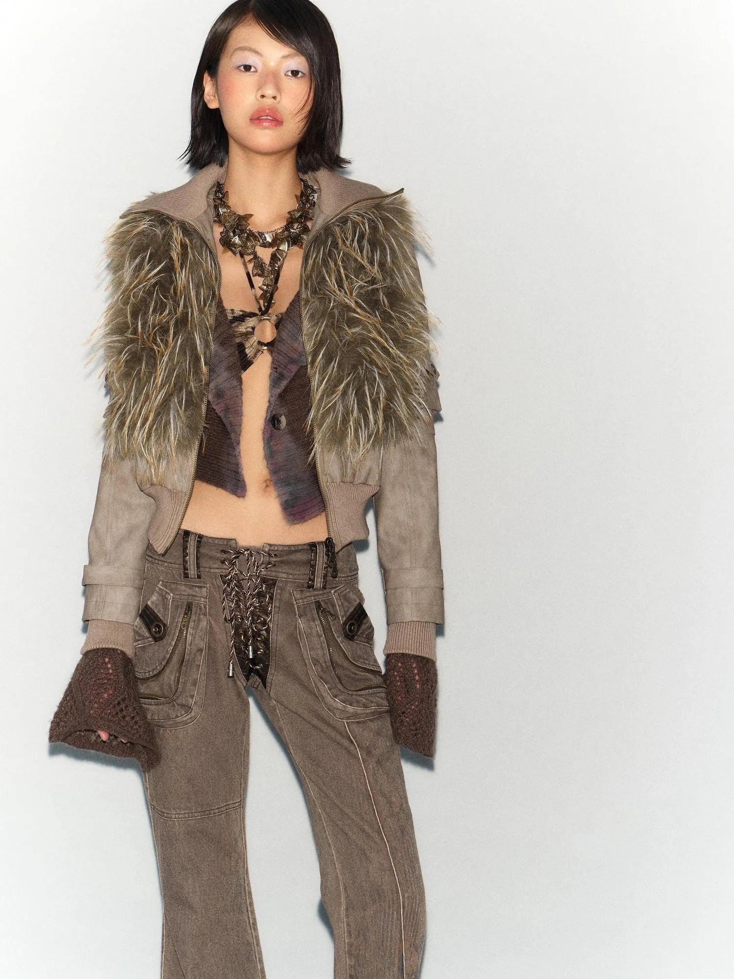 Detachable Faux Fur Windproof Leather Jacket