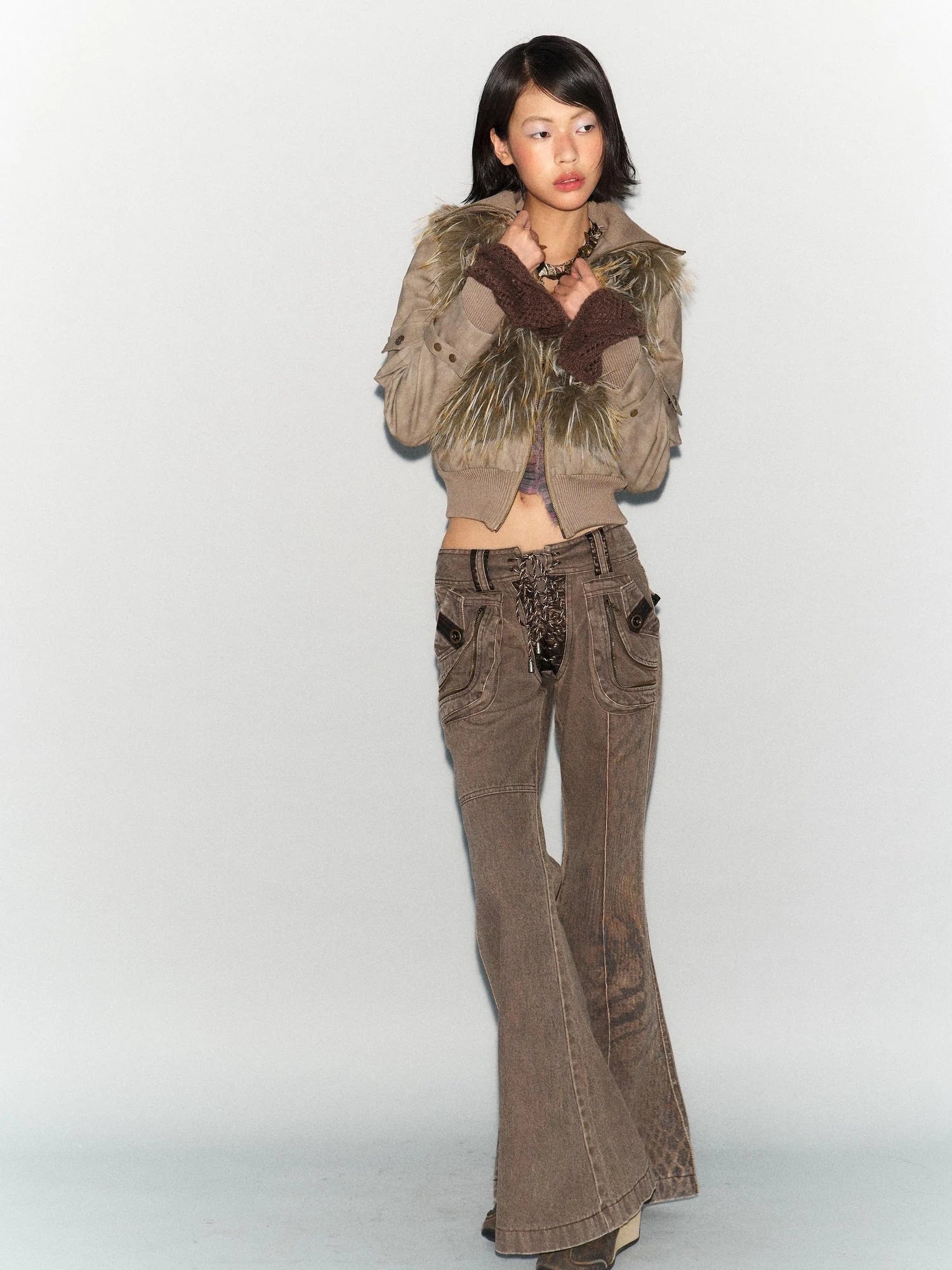 Detachable Faux Fur Windproof Leather Jacket