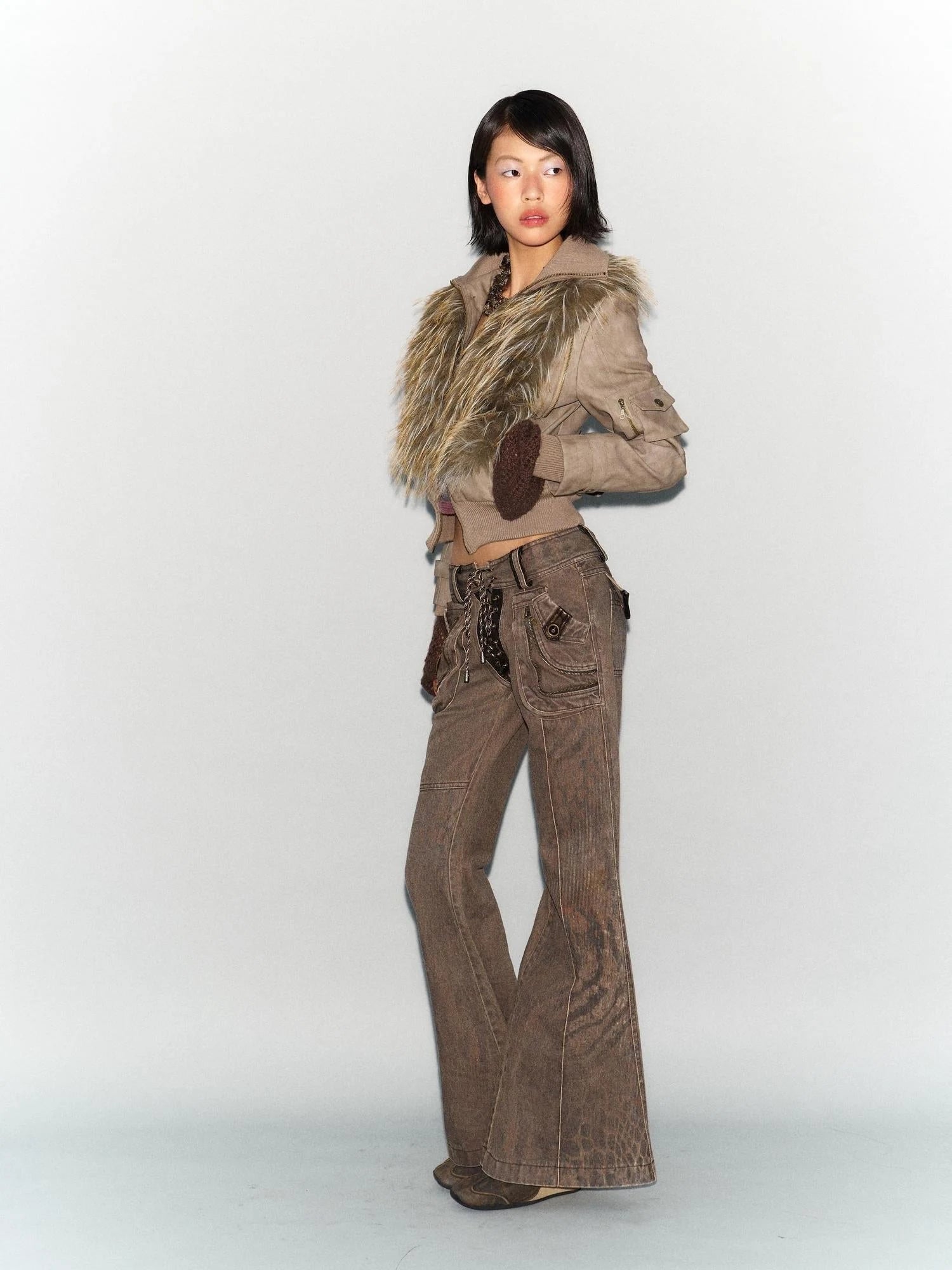 Detachable Faux Fur Windproof Leather Jacket